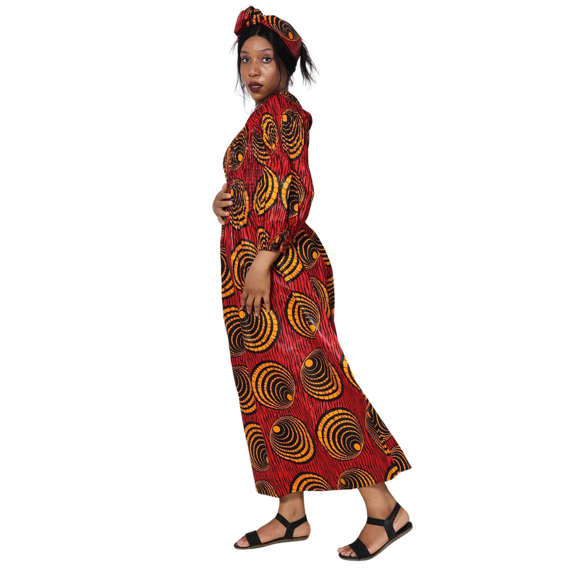 Women's African Printed Off Shoulder Maxi Dress -- FI-50084