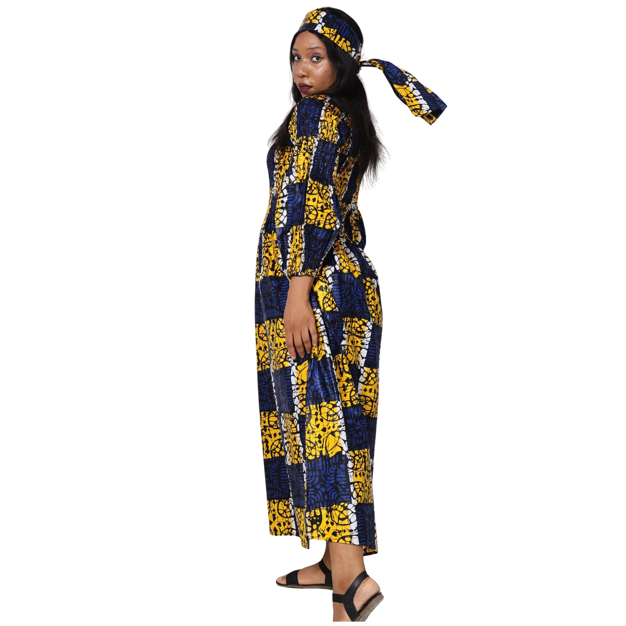 Women's African Printed Off Shoulder Maxi Dress -- FI-50084