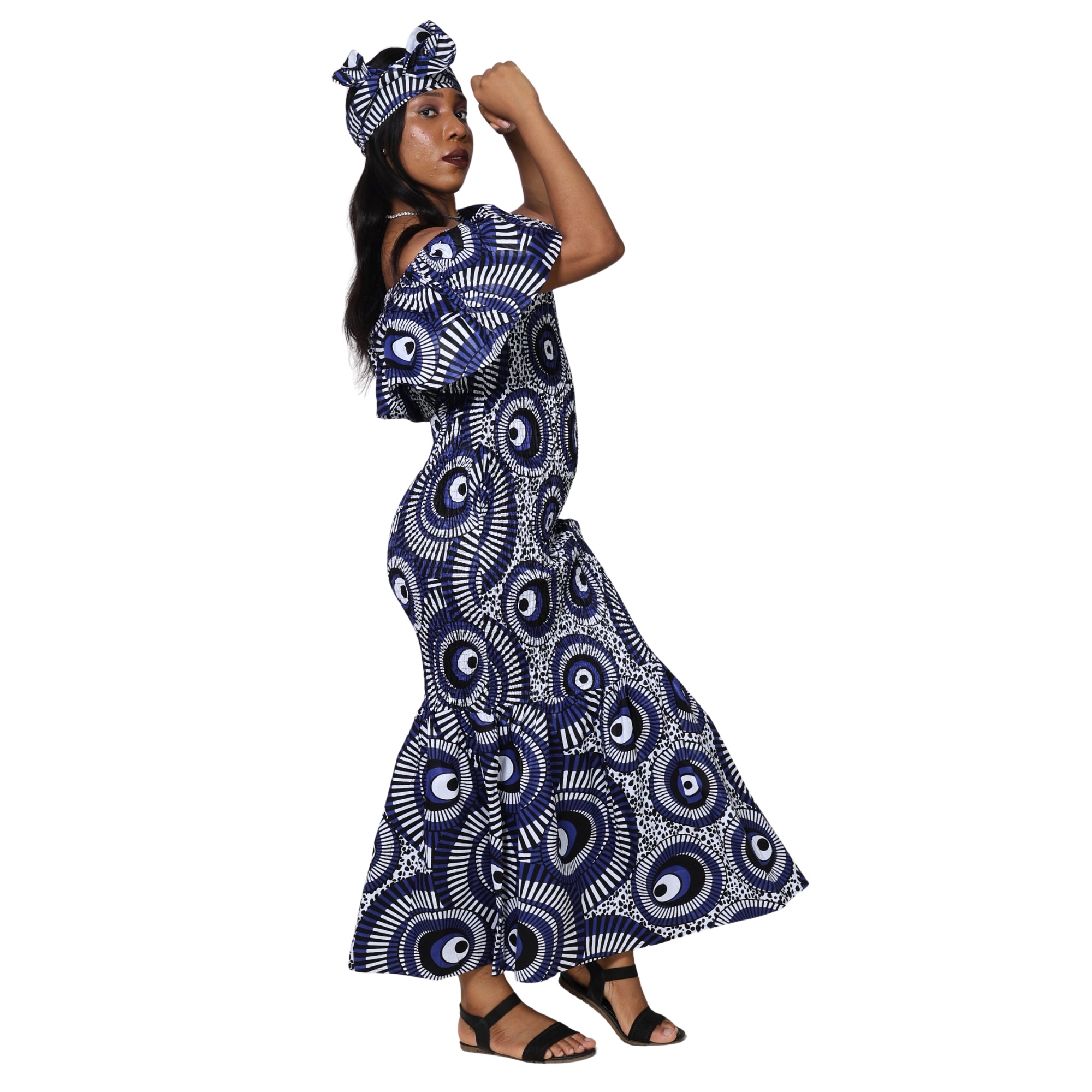 Women's Off Shoulder Smocking Maxi Dress -- FI-50077