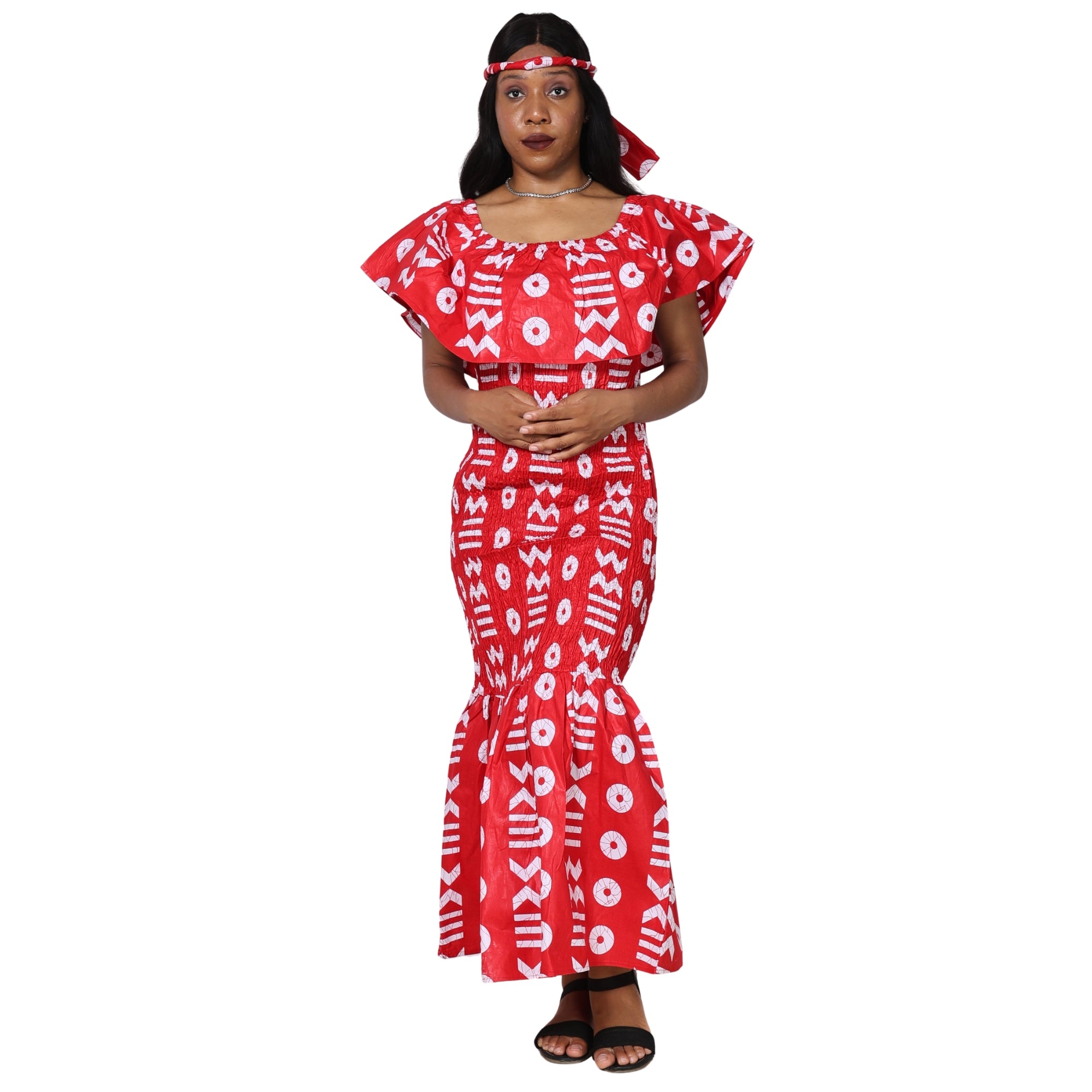 Women's Off Shoulder Smocking Maxi Dress -- FI-50077