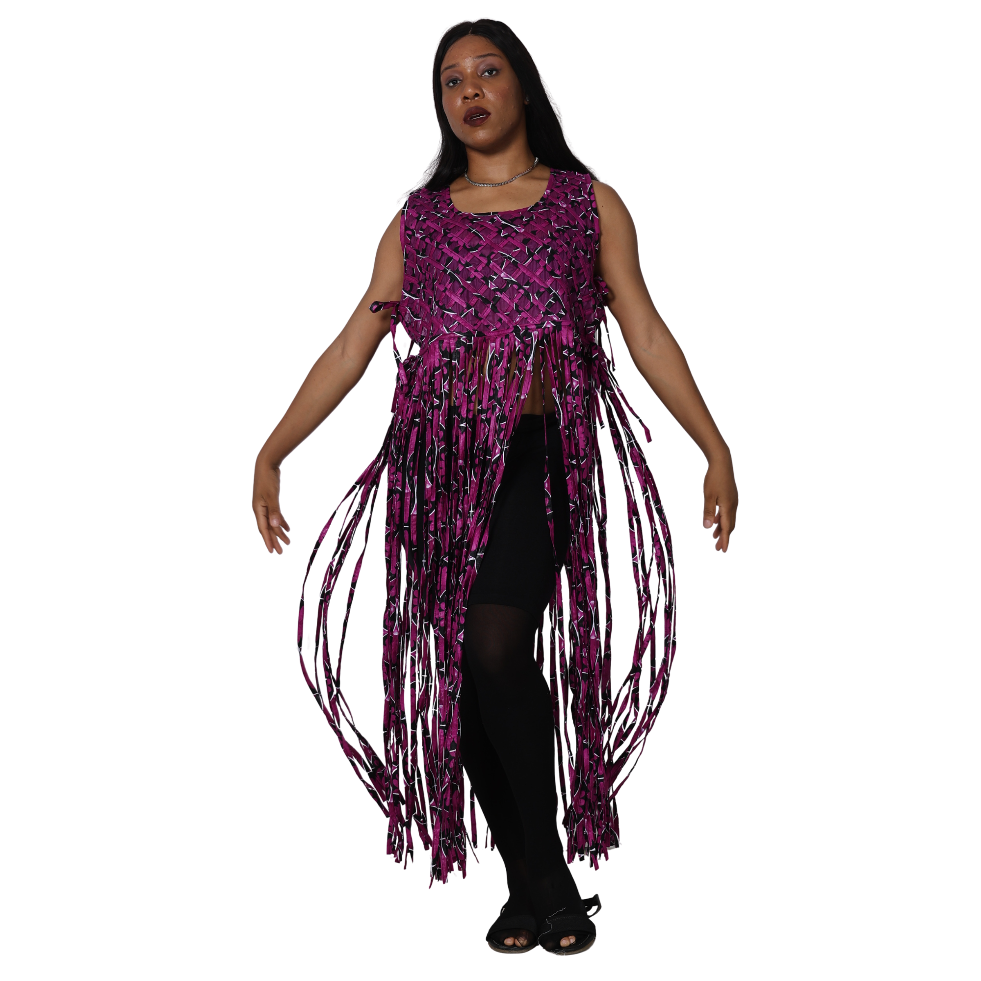 Women's African Print Fringe Top -- ST137