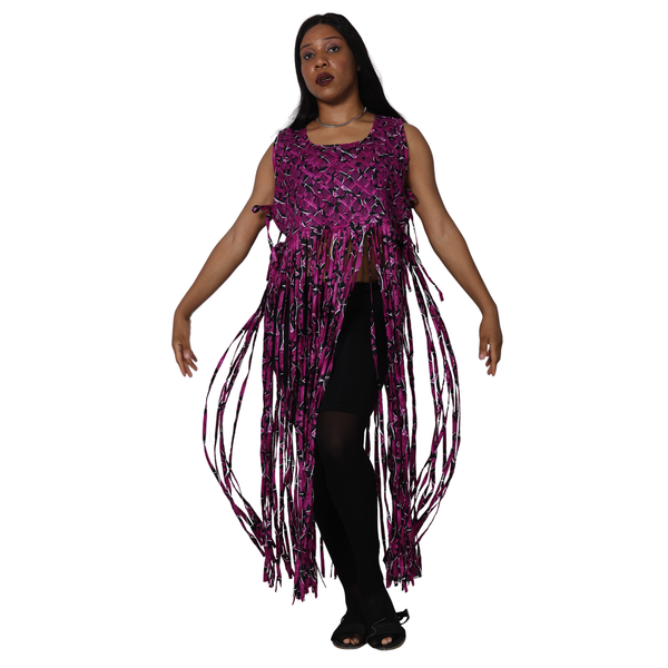 Women's African Print Fringe Top -- ST137