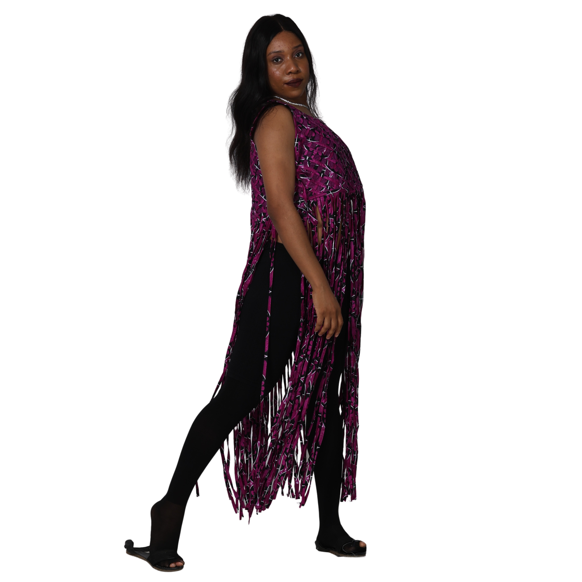 Women's African Print Fringe Top -- ST137