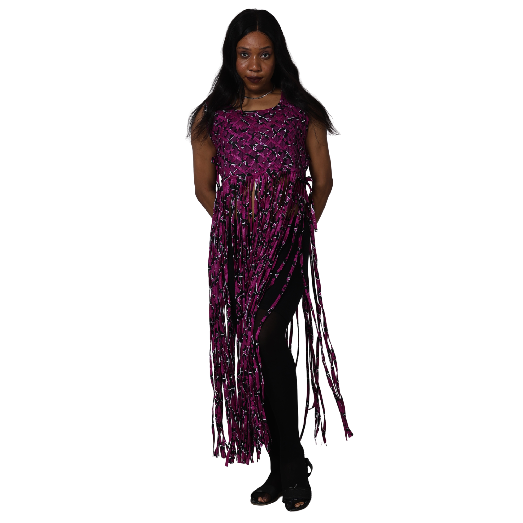 Women's African Print Fringe Top -- ST137
