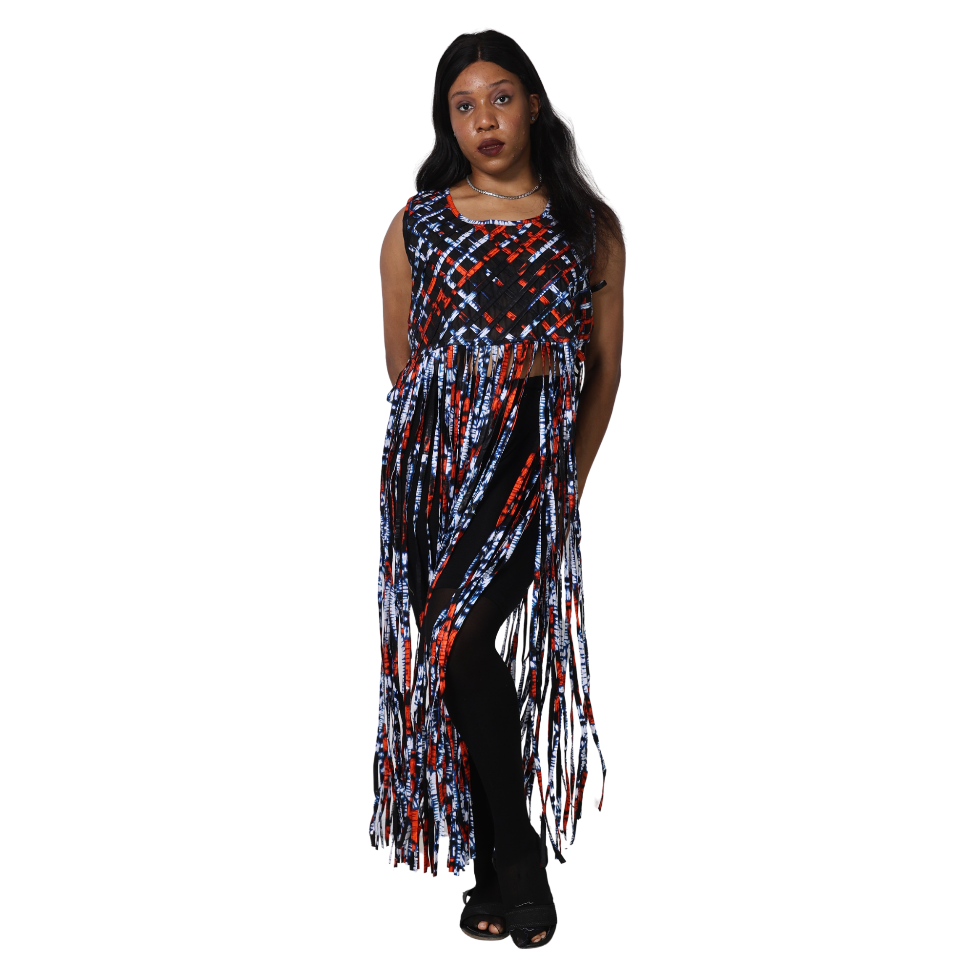 Women's African Print Fringe Top -- ST137