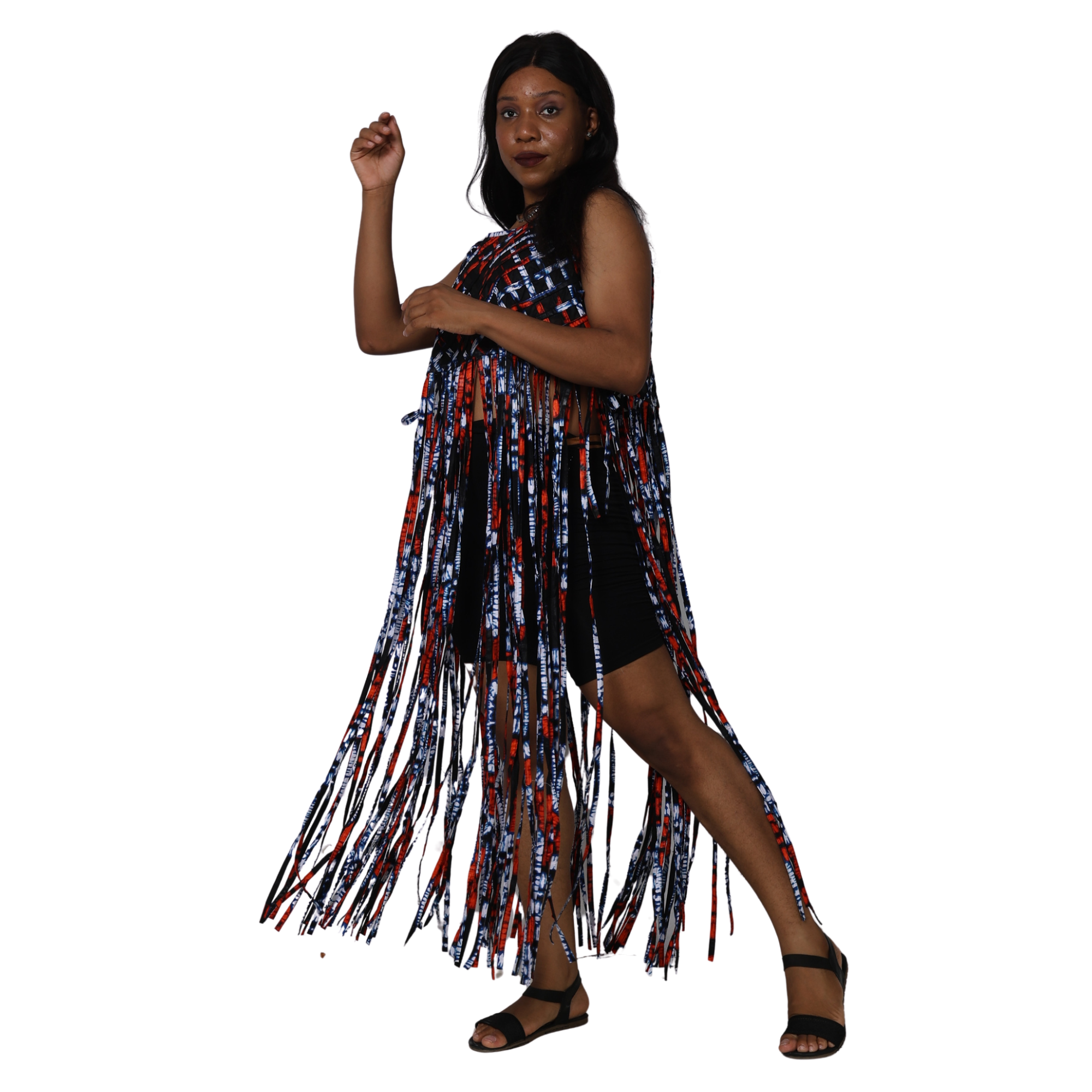 Women's African Print Fringe Top -- ST137