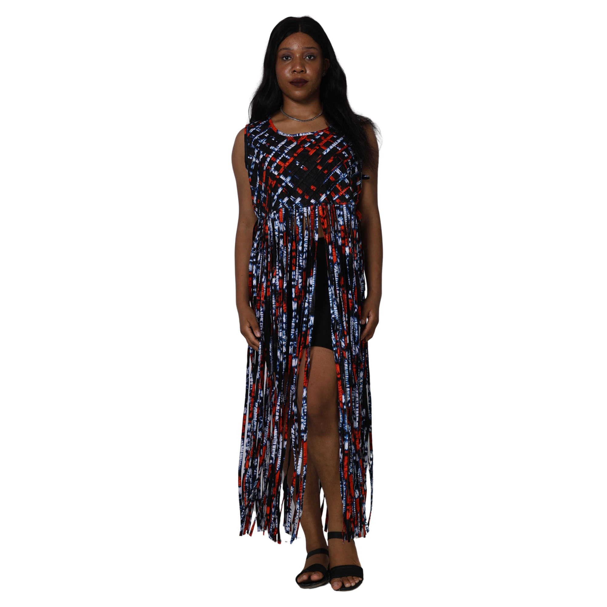 Women's African Print Fringe Top -- ST137