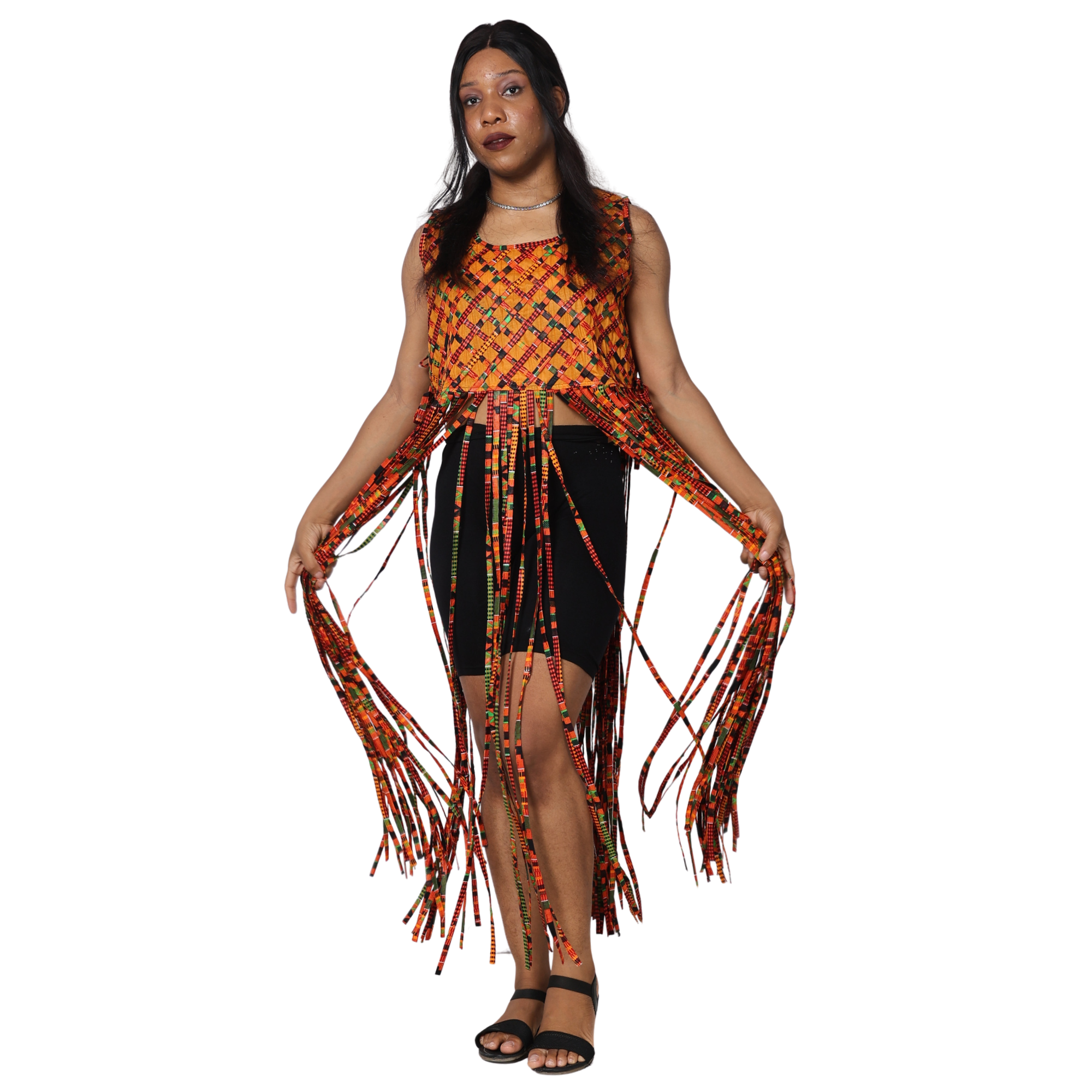 Women's African Print Fringe Top -- ST137