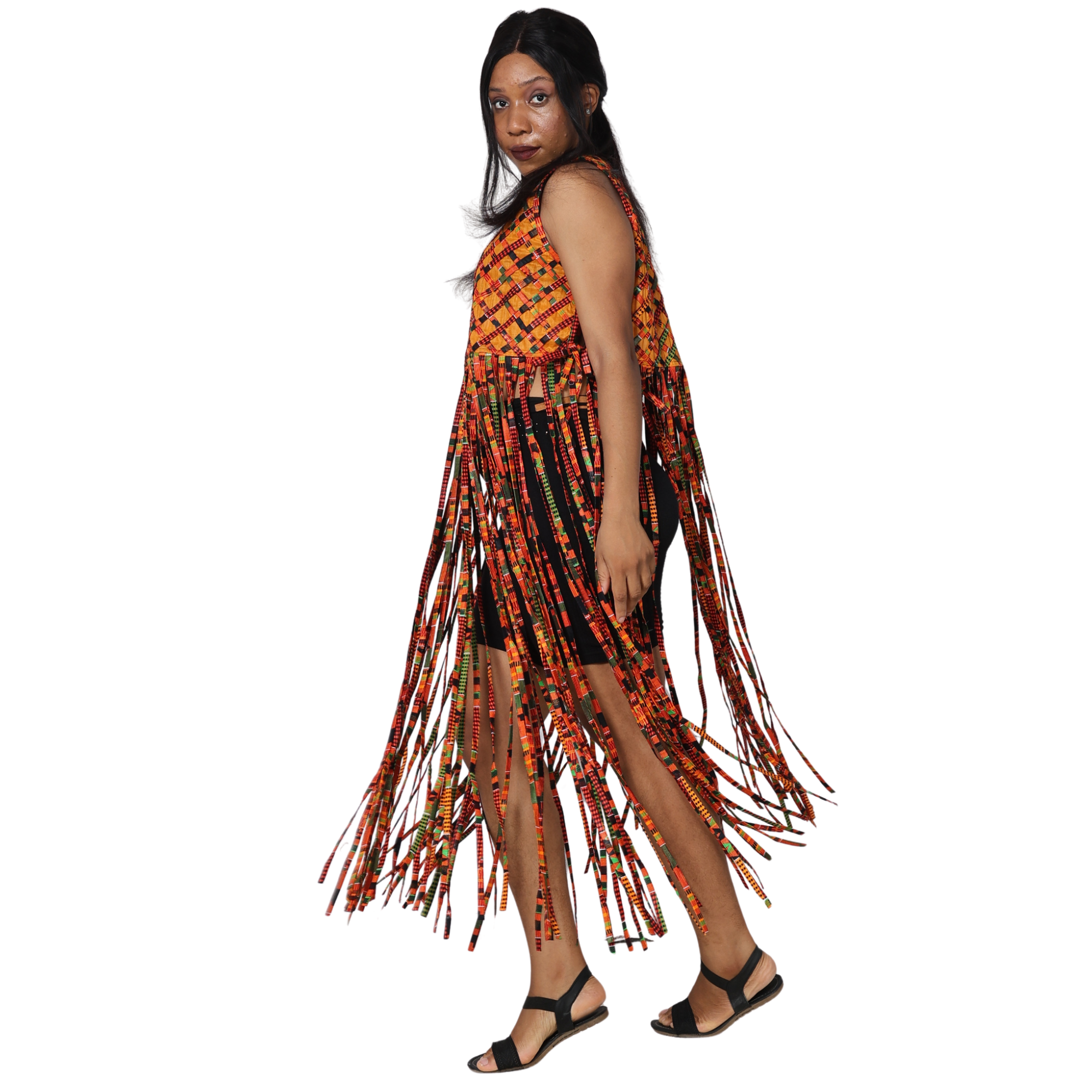 Women's African Print Fringe Top -- ST137
