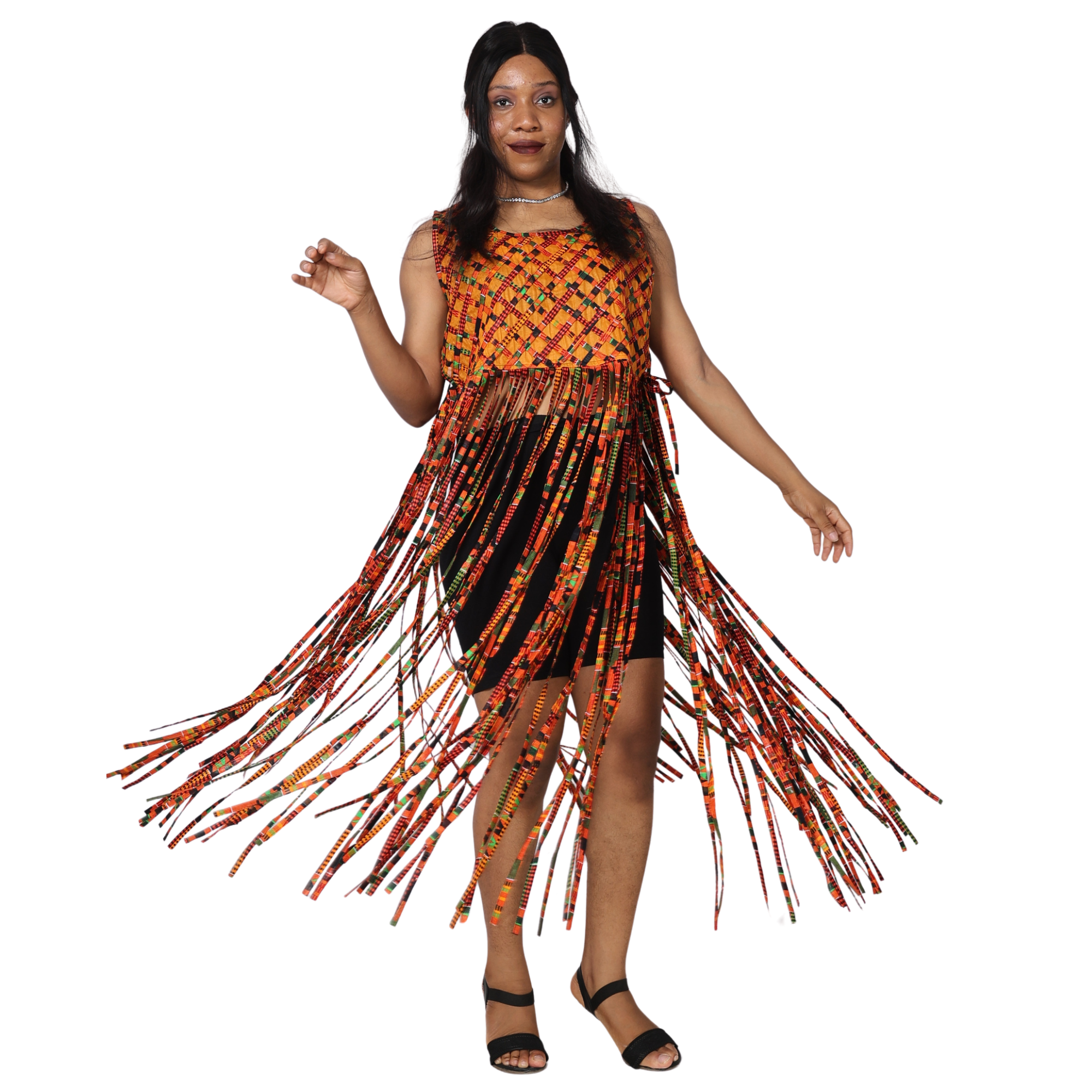 Women's African Print Fringe Top -- ST137