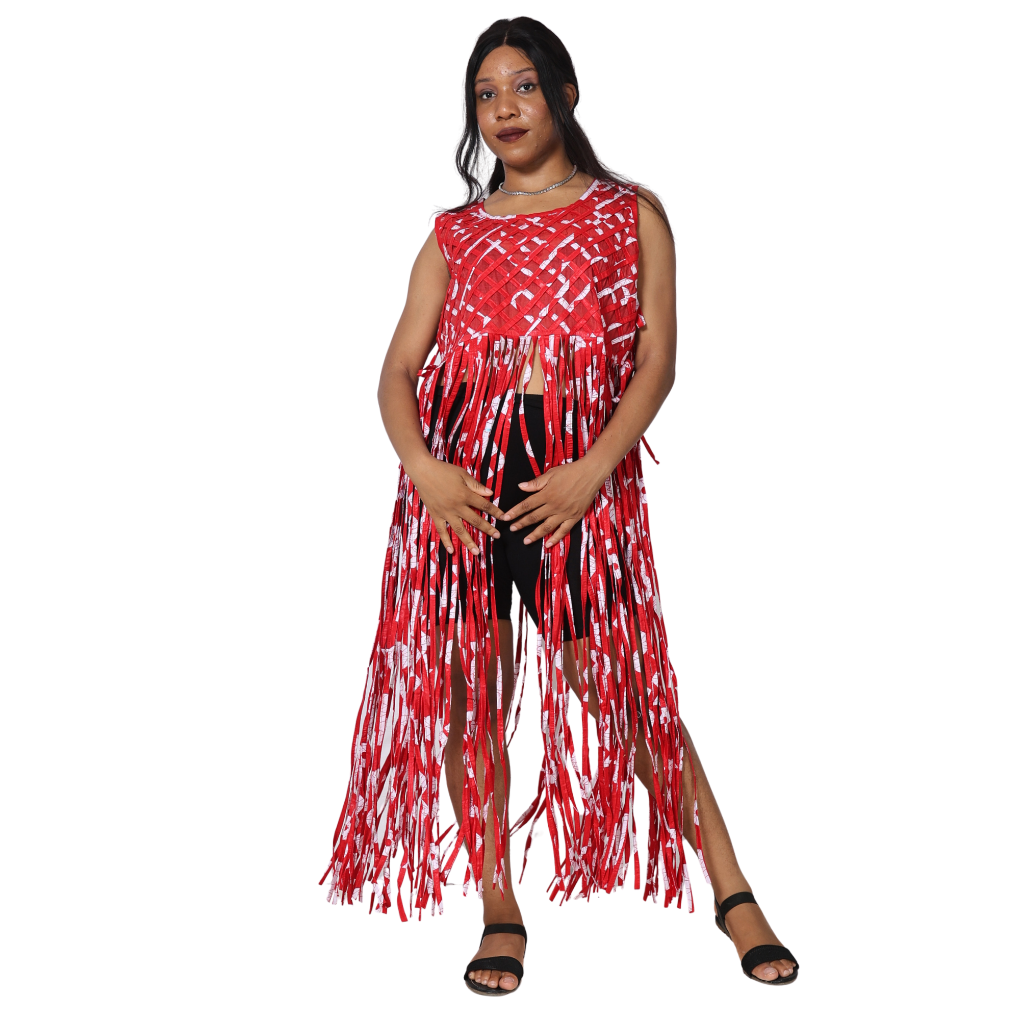 Women's African Print Fringe Top -- ST137