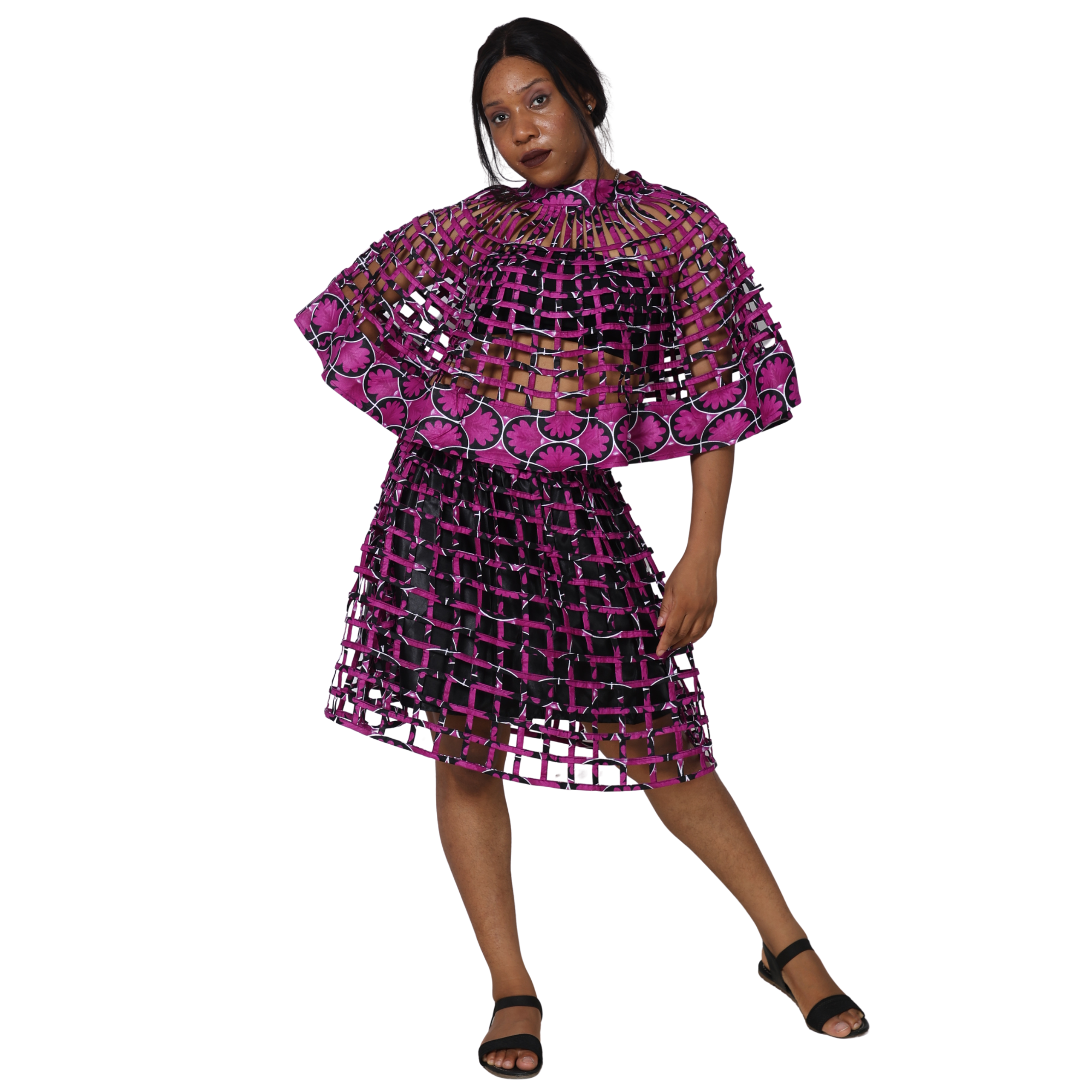 Women's Cage Poncho and Mini Skirt Set -- FI-ST102-104