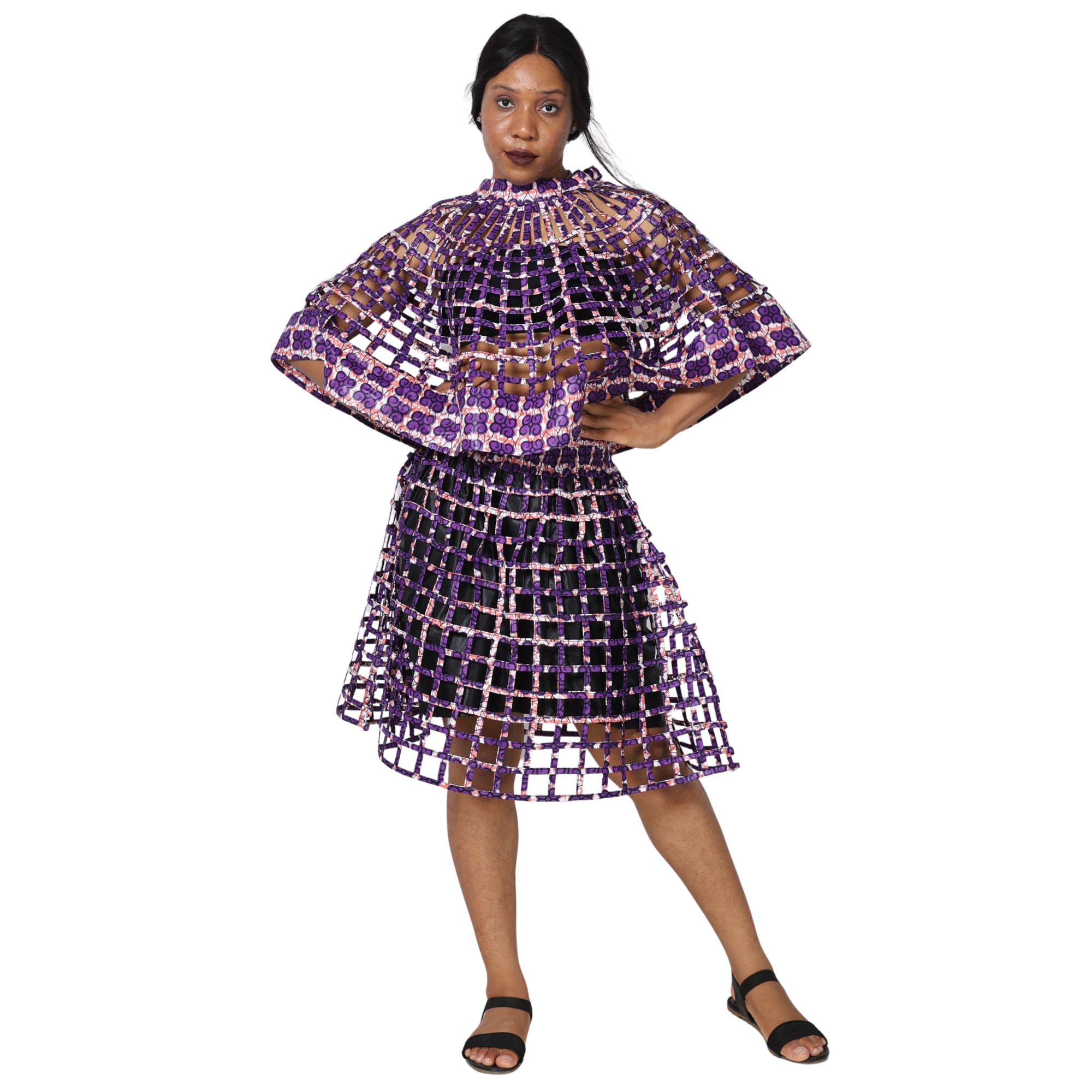 Women's Cage Poncho and Mini Skirt Set -- FI-ST102-104