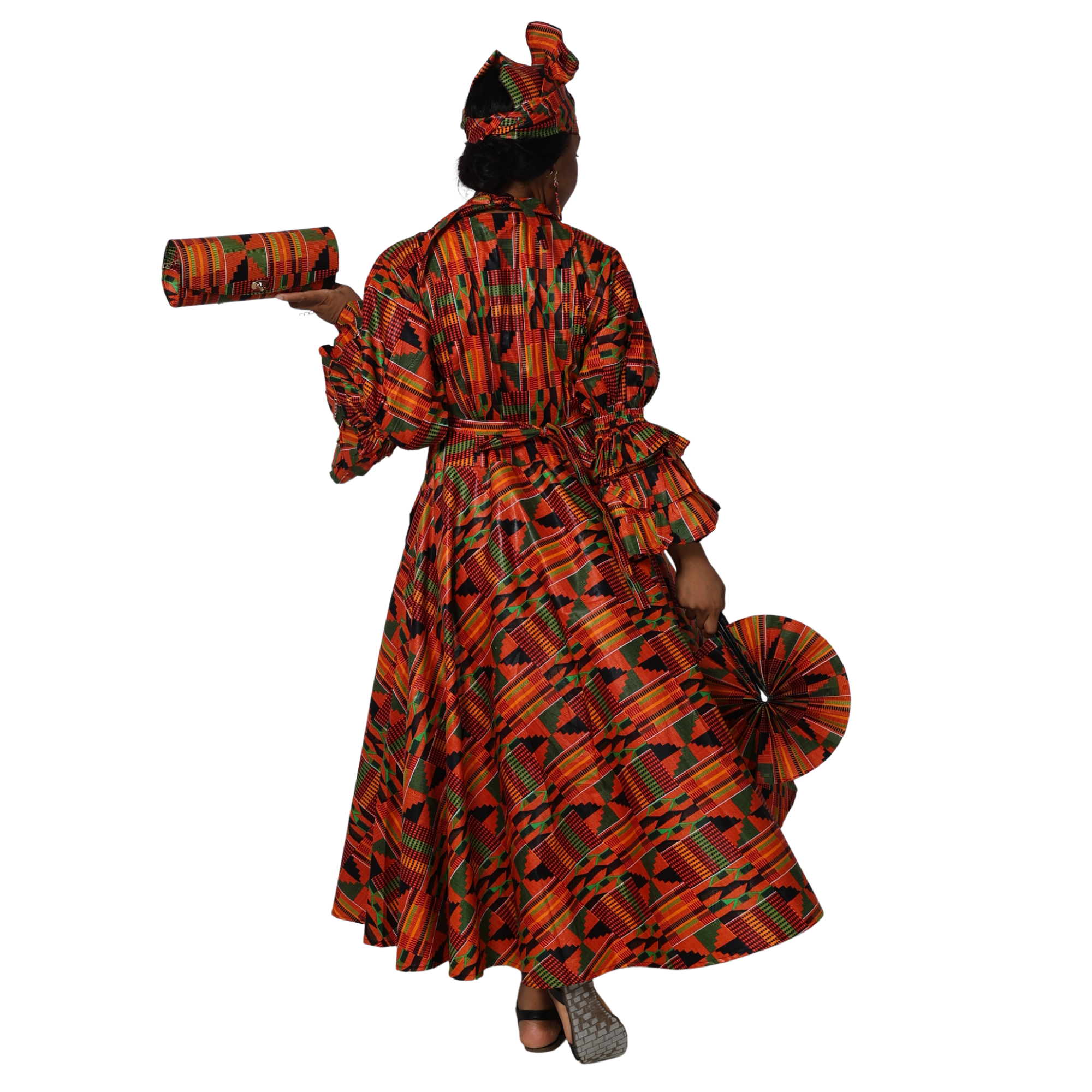 Women's Wrap Dress With Clutch, Necklace and Fan SET -- FI-70 4Pc Set