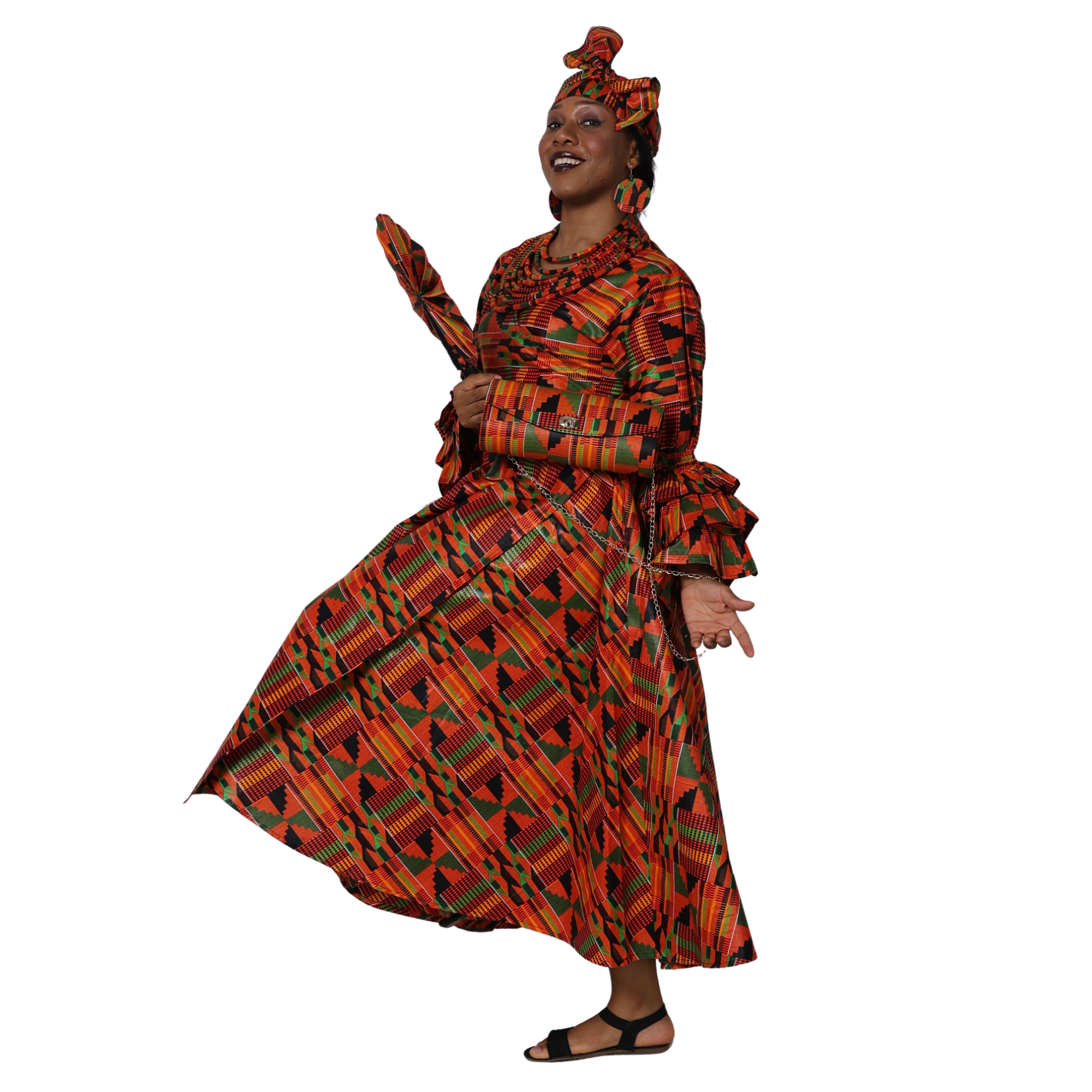 Women's Wrap Dress With Clutch, Necklace and Fan SET -- FI-70 4Pc Set