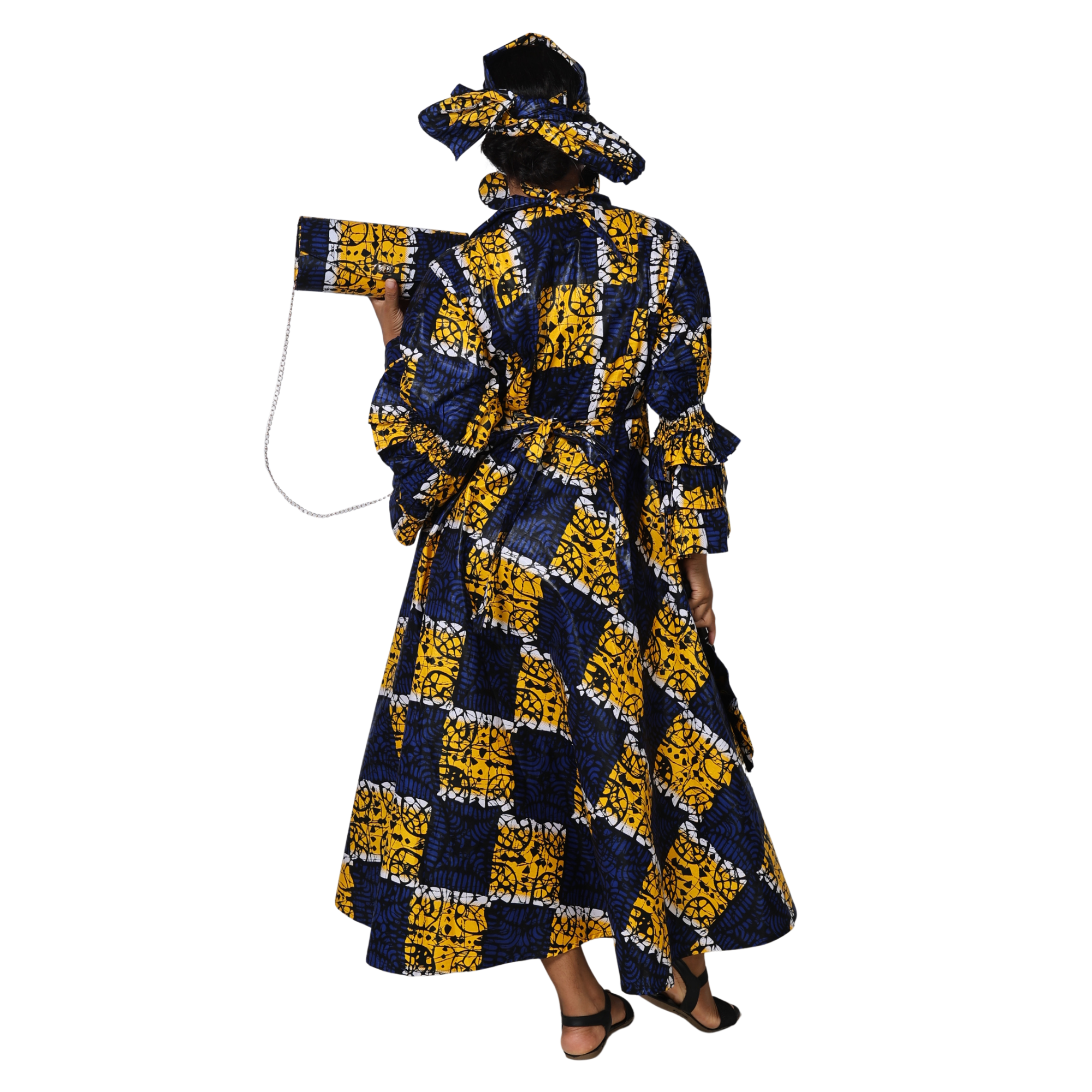 Women's Wrap Dress With Clutch, Necklace and Fan SET -- FI-70 4Pc Set