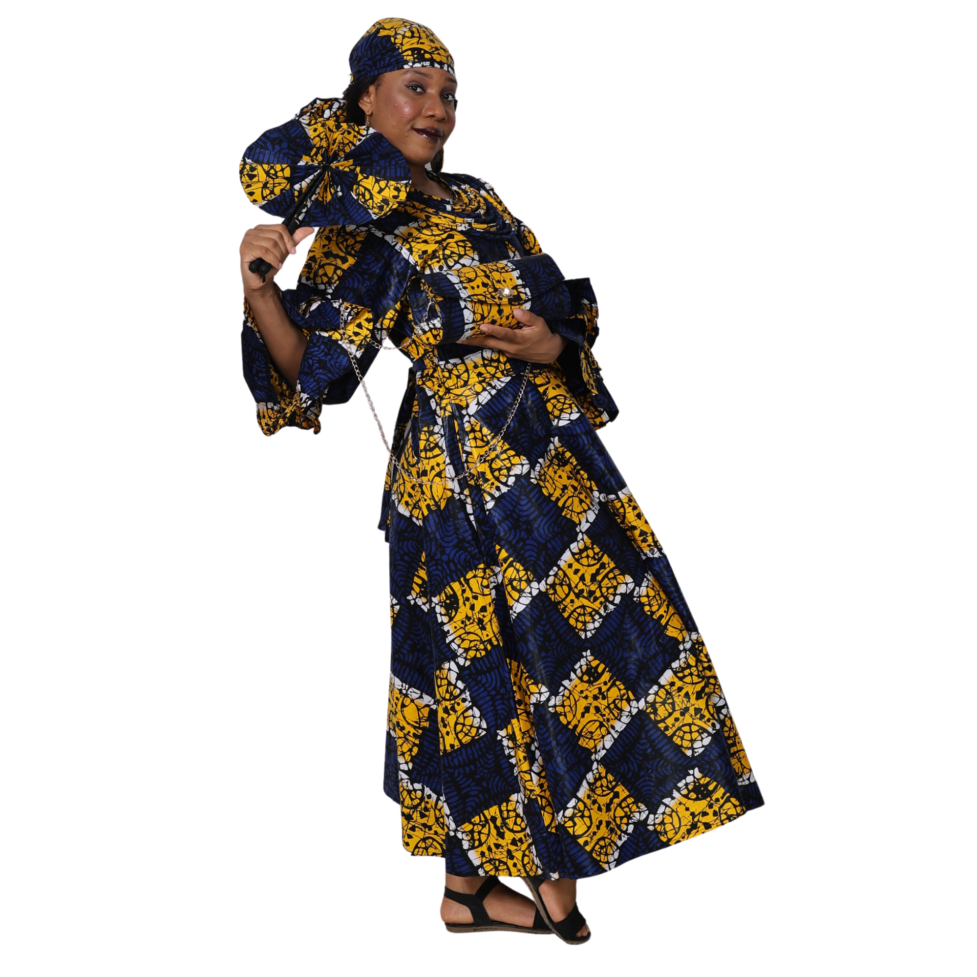 Women's Wrap Dress With Clutch, Necklace and Fan SET -- FI-70 4Pc Set