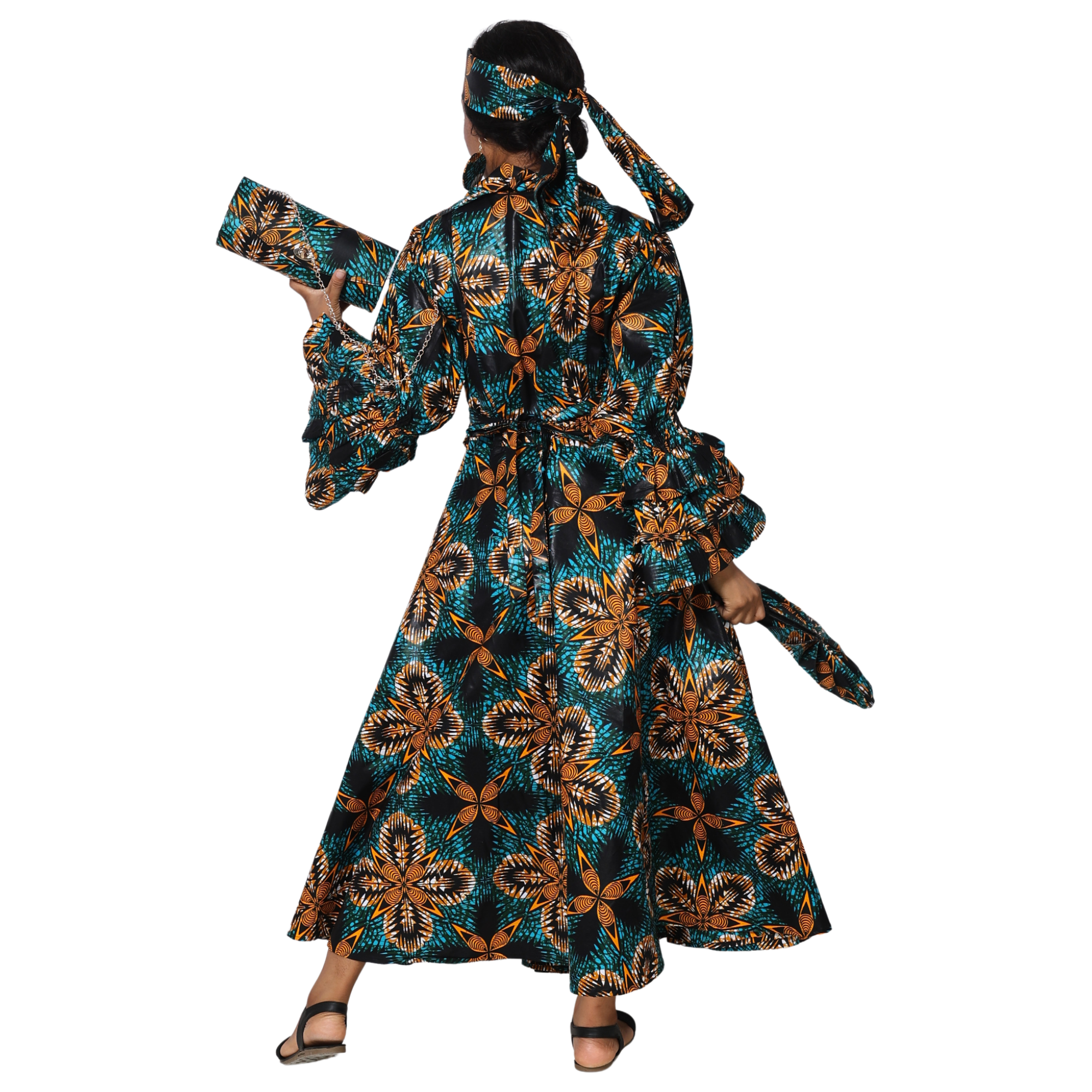 Women's Wrap Dress With Clutch, Necklace and Fan SET -- FI-70 4Pc Set