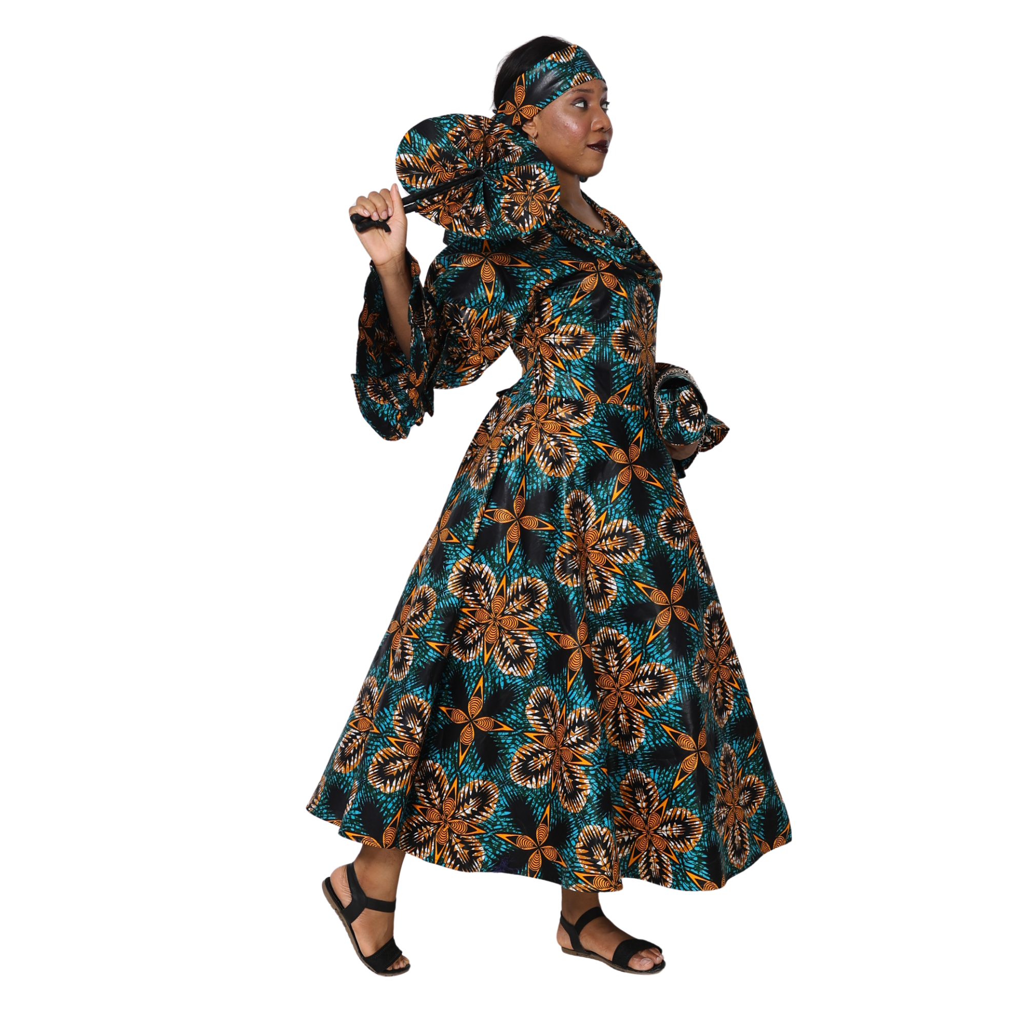 Women's Wrap Dress With Clutch, Necklace and Fan SET -- FI-70 4Pc Set