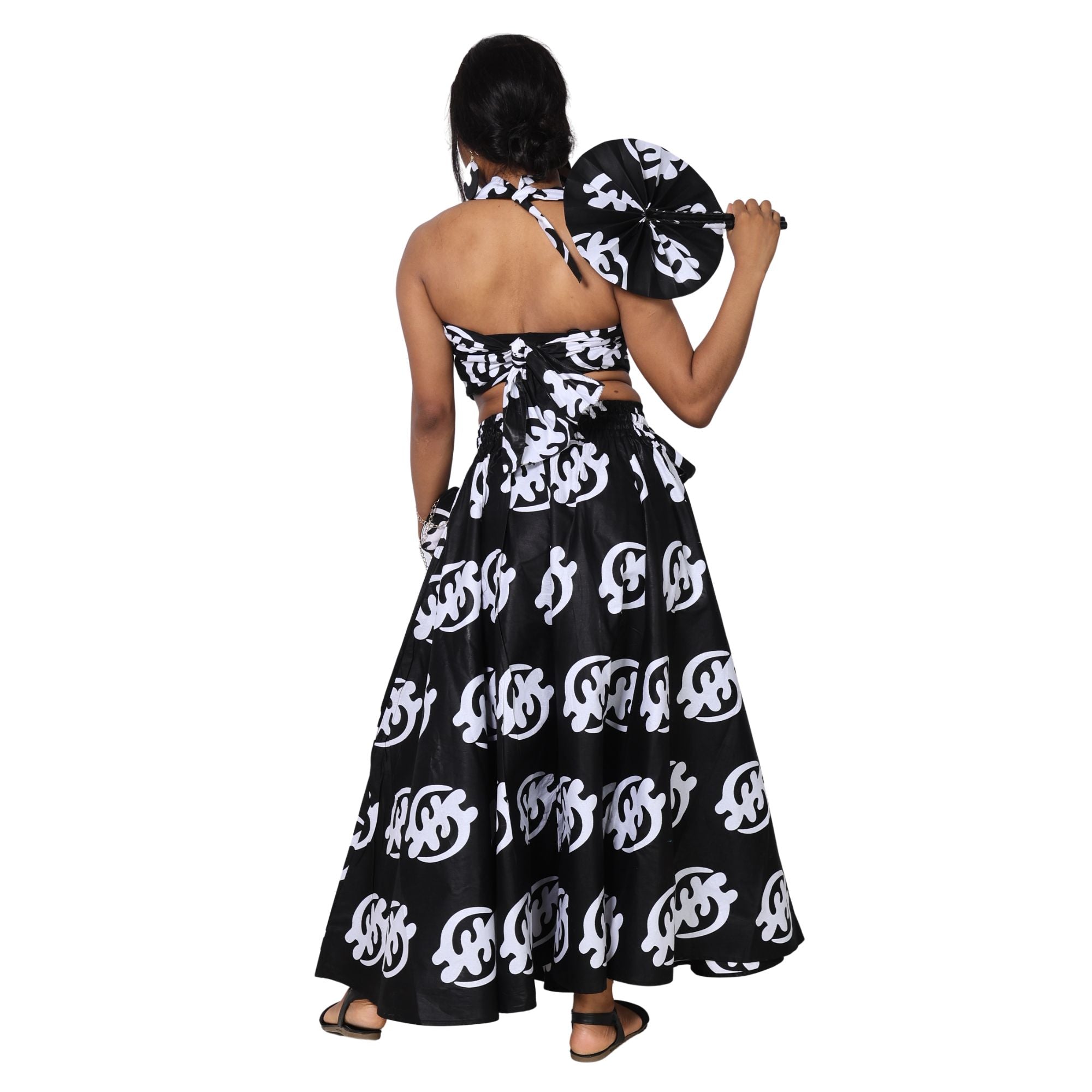 Women's Maxi Skirt with Clutch, Necklace and Fan Set -- FI-32 4Pc Set
