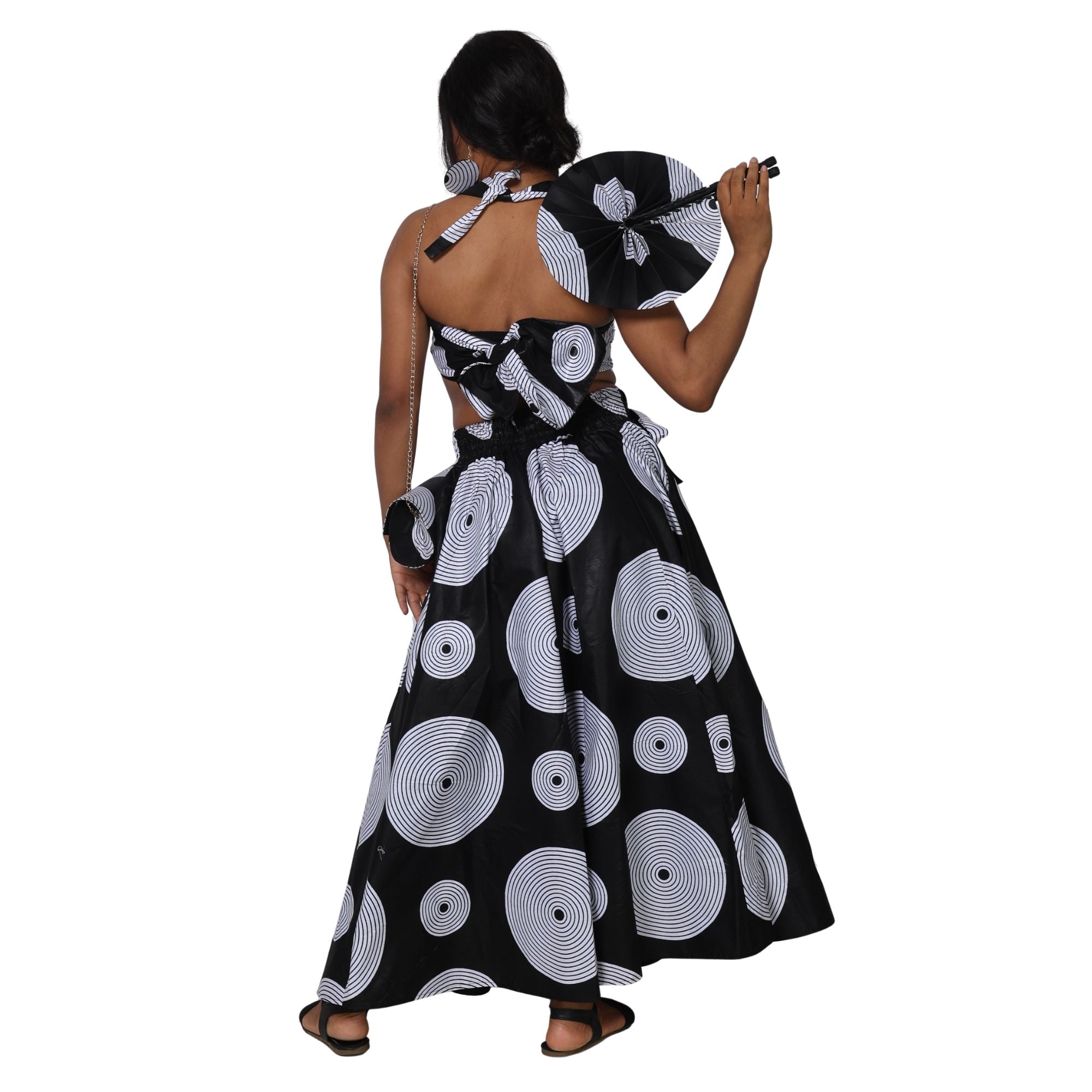 Women's Maxi Skirt with Clutch, Necklace and Fan Set -- FI-32 4Pc Set