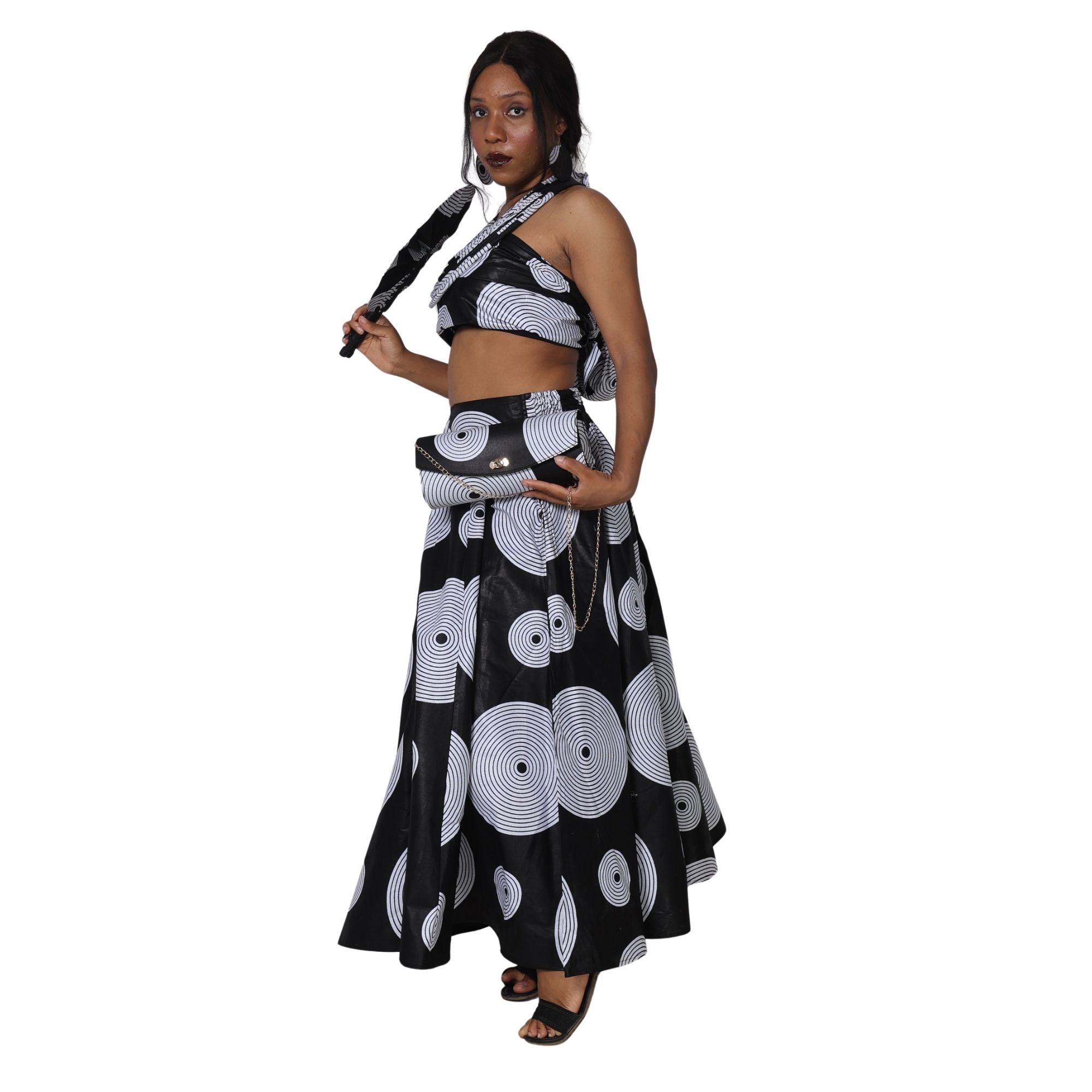 Women's Maxi Skirt with Clutch, Necklace and Fan Set -- FI-32 4Pc Set