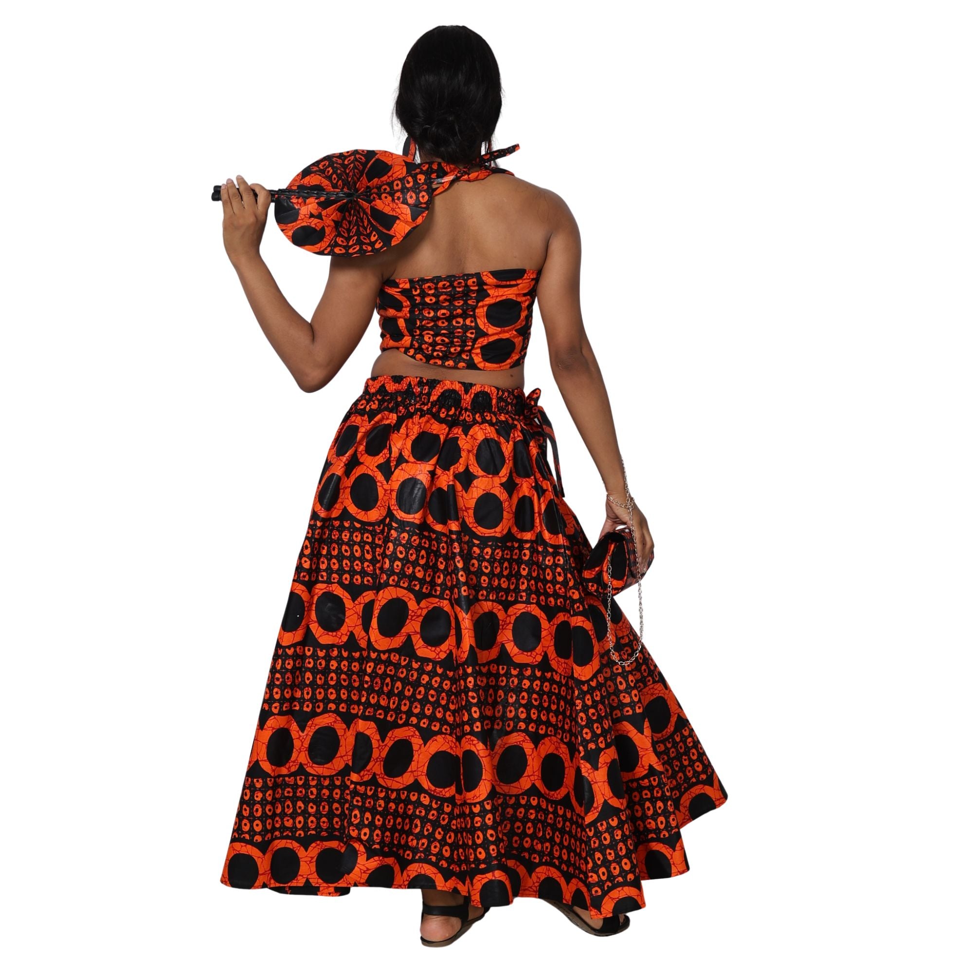 Women's Maxi Skirt with Clutch, Necklace and Fan Set -- FI-32 4Pc Set