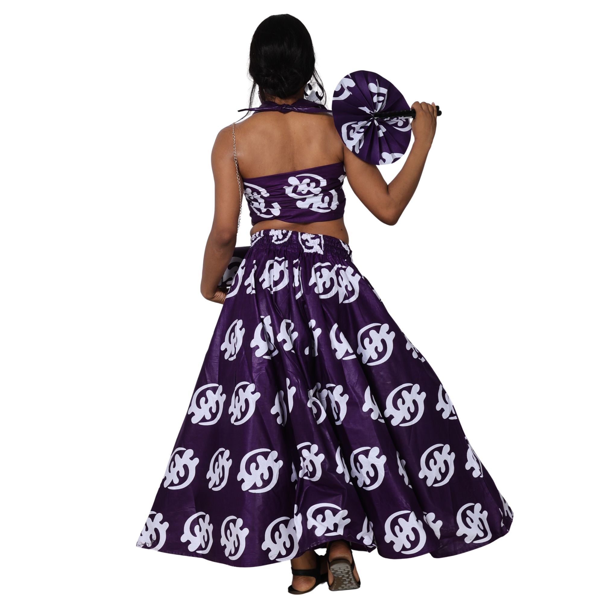 Women's Maxi Skirt with Clutch, Necklace and Fan Set -- FI-32 4Pc Set