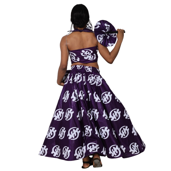 Women's Maxi Skirt with Clutch, Necklace and Fan Set -- FI-32 4Pc Set