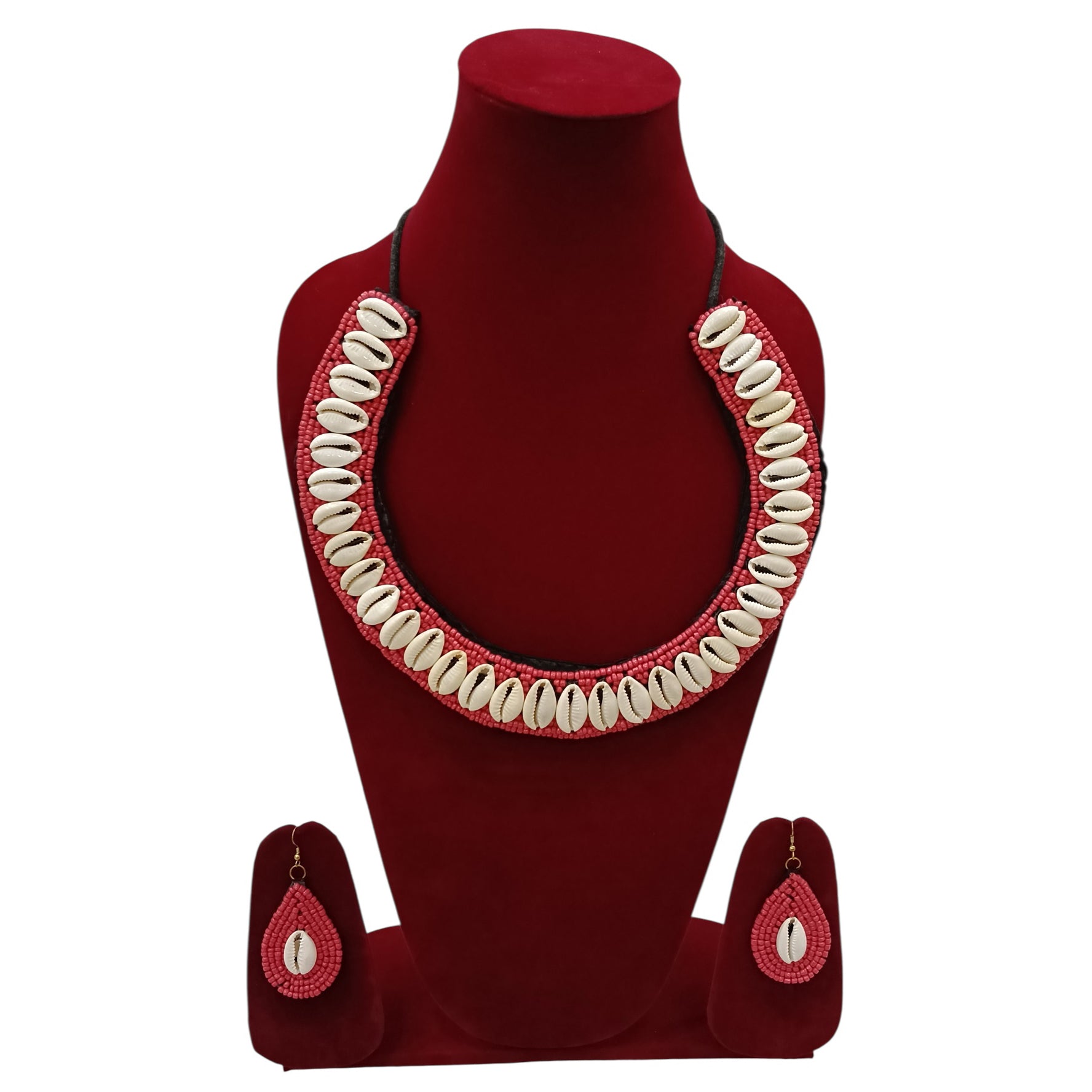 Round Cowrie Shell Necklace with Colored Beads