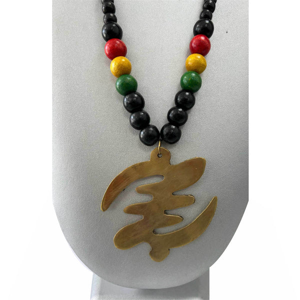 African Rasta Style Gold Token Necklace