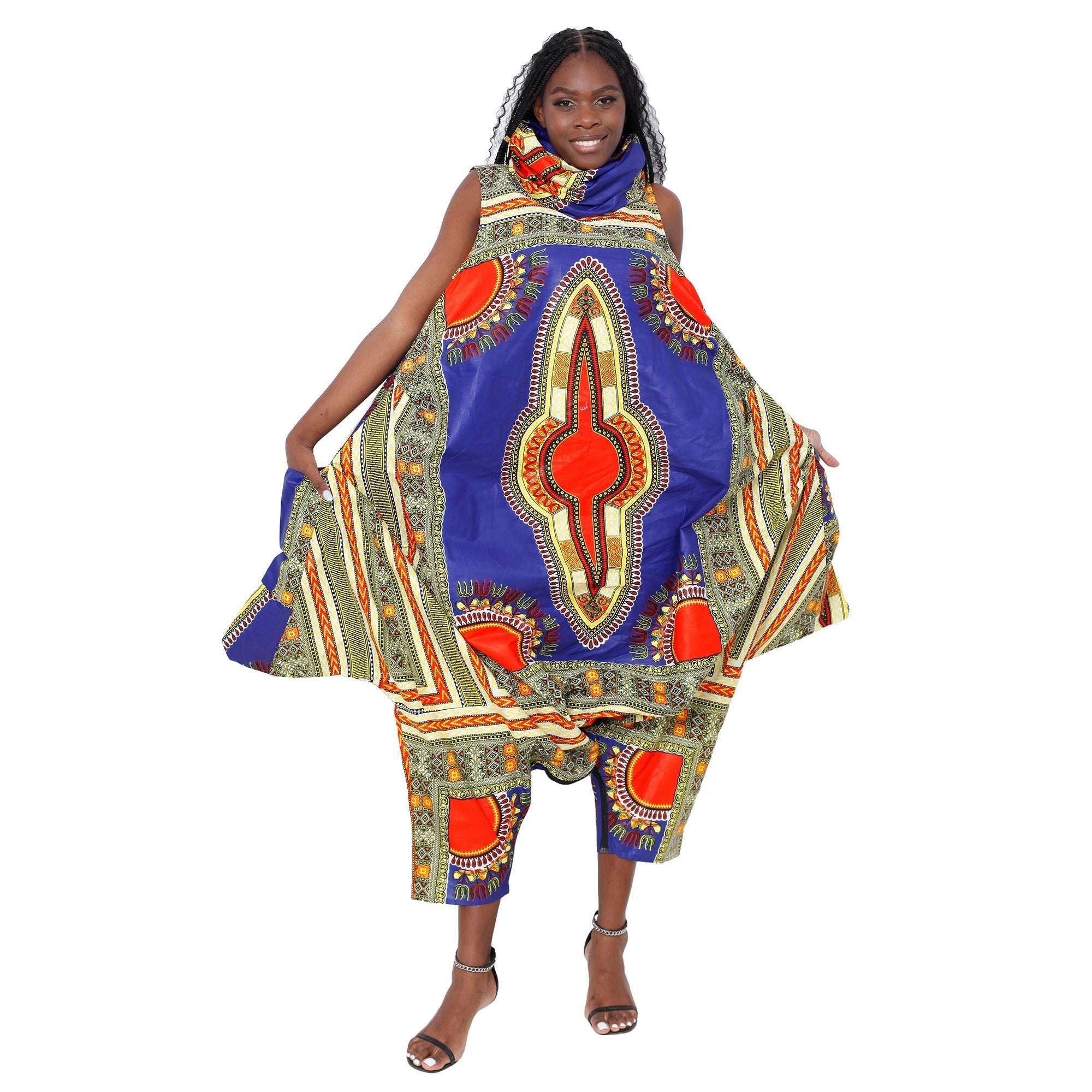 Women's Dashiki Collared Tunic Pant Set