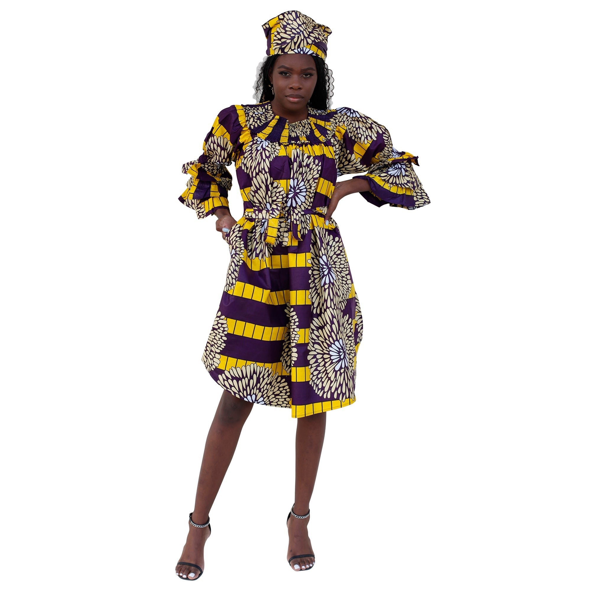 Women's Off Shoulder Short Dress with Ruffle Sleeves -- FI-3006