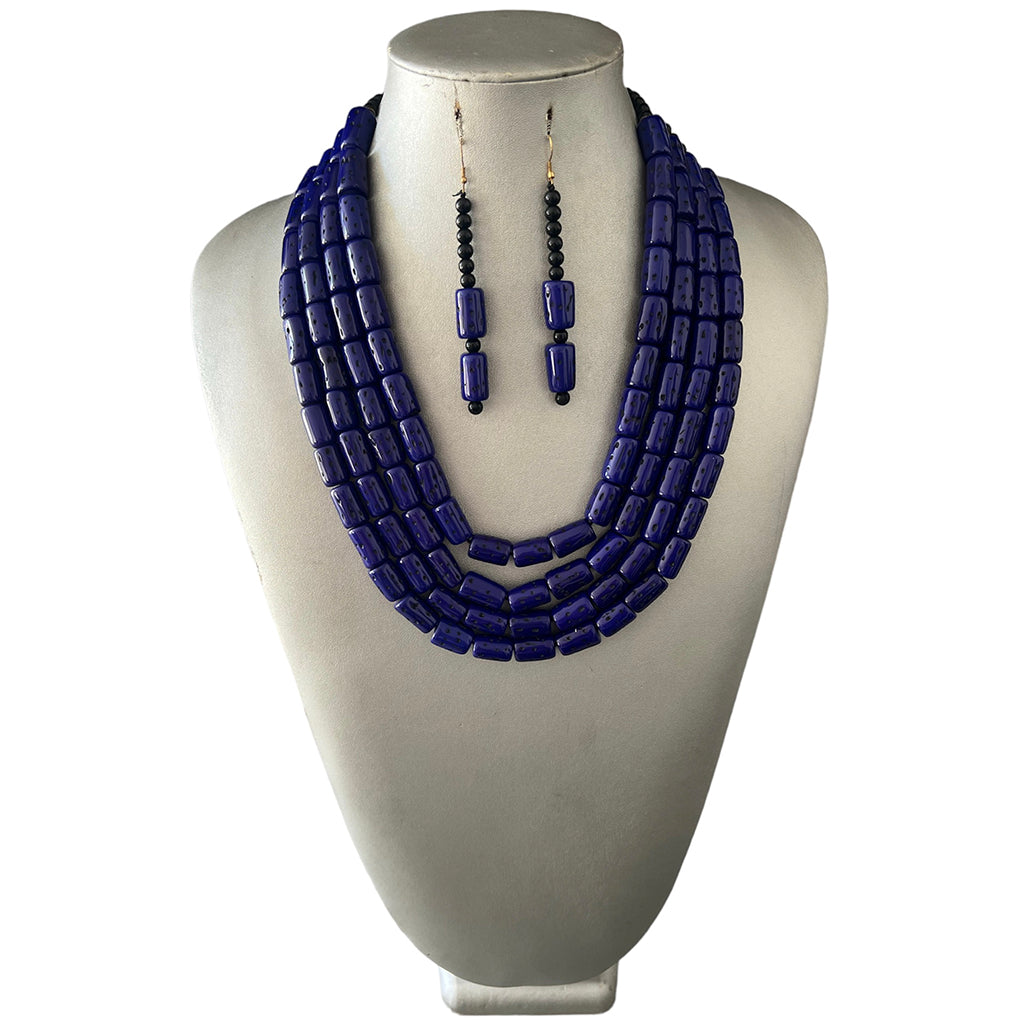 Women's Multi Layer Beaded Necklace Set -- Solid Color