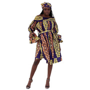 Women's Off Shoulder Short Dress with Ruffle Sleeves -- FI-3006