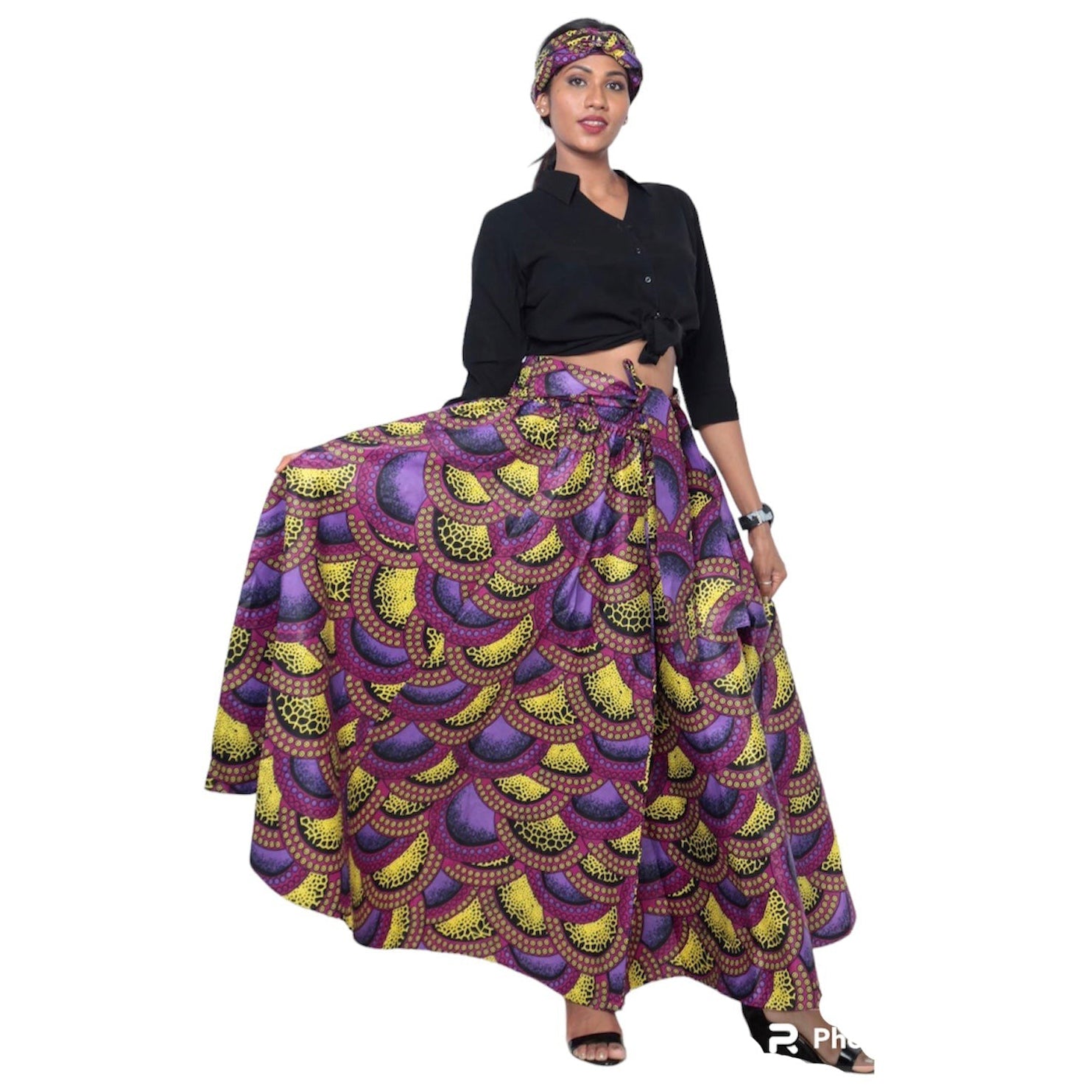 Women's African Printed Long Maxi Skirt -- FI-32