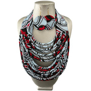 Women's African Printed Double Layer Fabric Necklace Set with Round Earrings