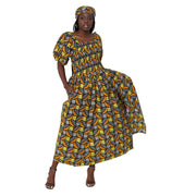Women's Short Sleeve Maxi Dress with High Slit -- FI-3130