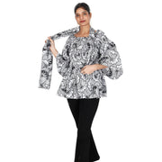 Women's Printed Off Shoulder Peplum Tunic with Smocking - FI-2039