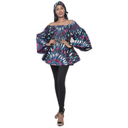 Women's African Off Shoulder Peplum Tunic -- FI-2039