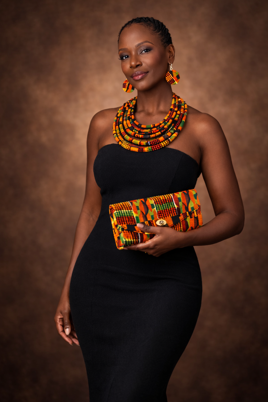 Women's Kente Jewelry and Clutch Set