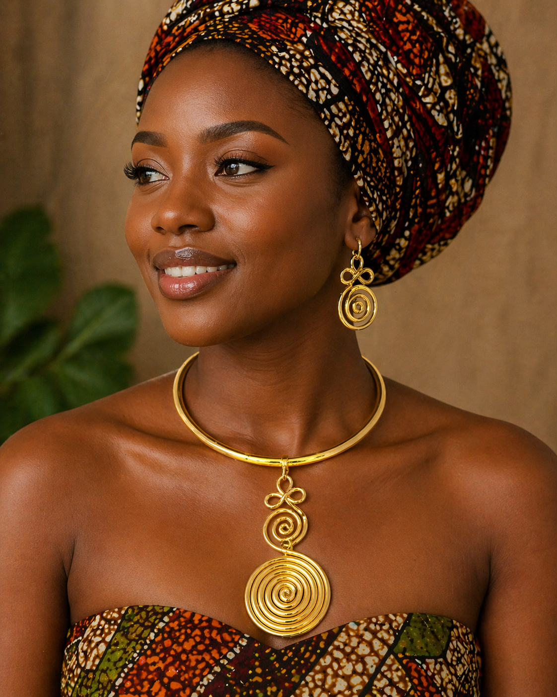 Swirl Pendants Choker Necklace Set