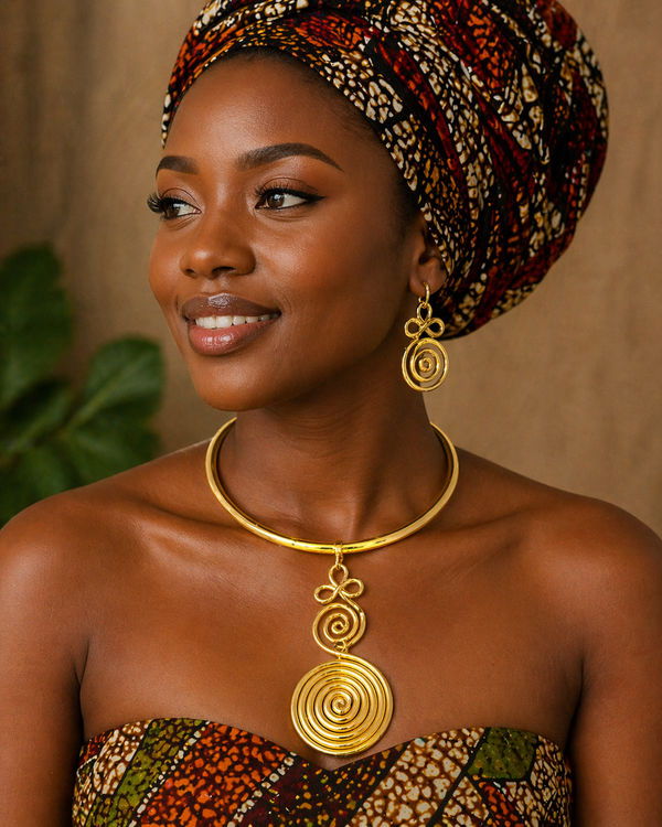 Swirl Pendants Choker Necklace Set