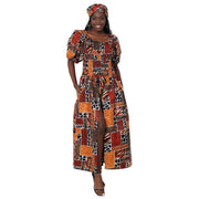 Women's Short Sleeve Maxi Dress with High Slit -- FI-3130