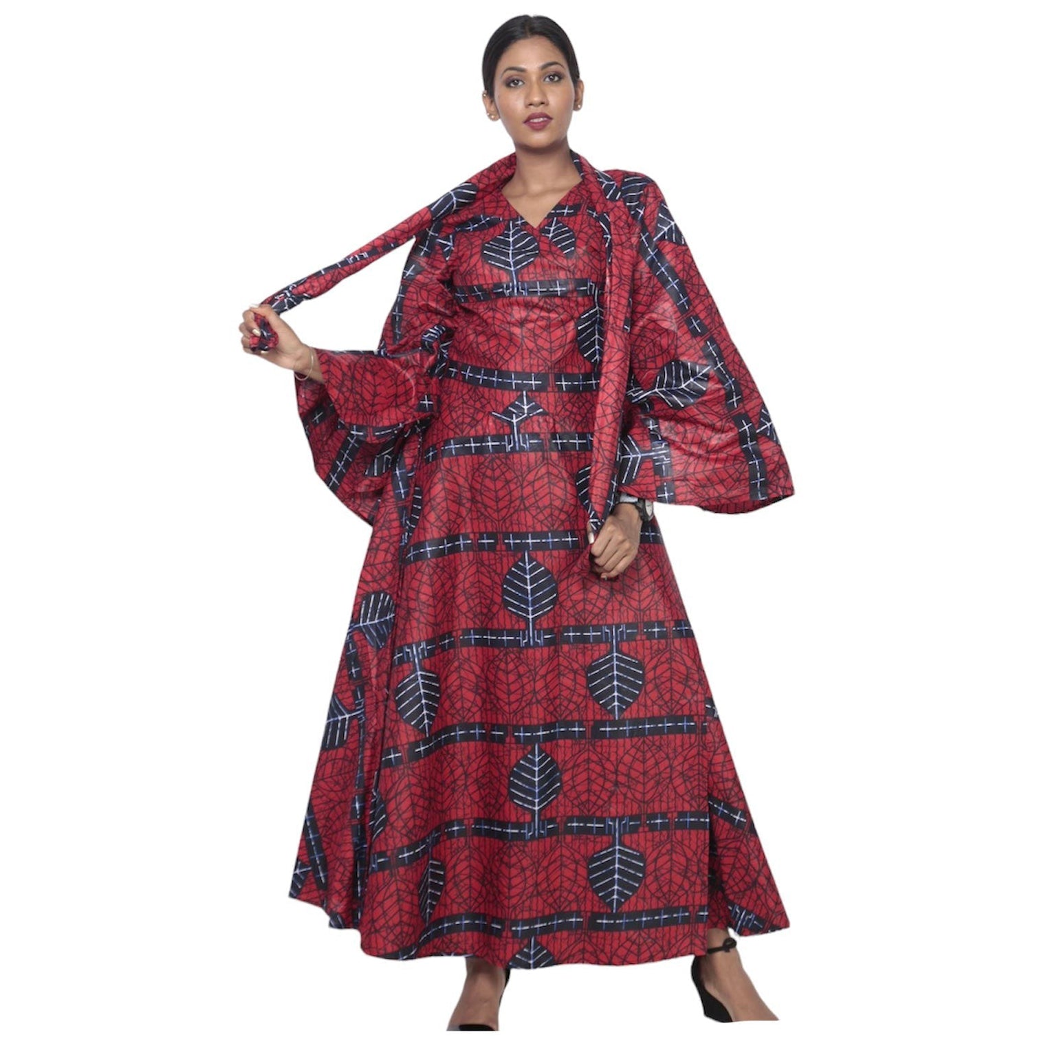 Women s African Printed Long Sleeve Wrap Maxi Dress women-s-african-printed-long-sleeve-wrap-maxi-dress