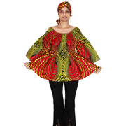 Women's Printed Off Shoulder Peplum Tunic with Smocking - FI-2039