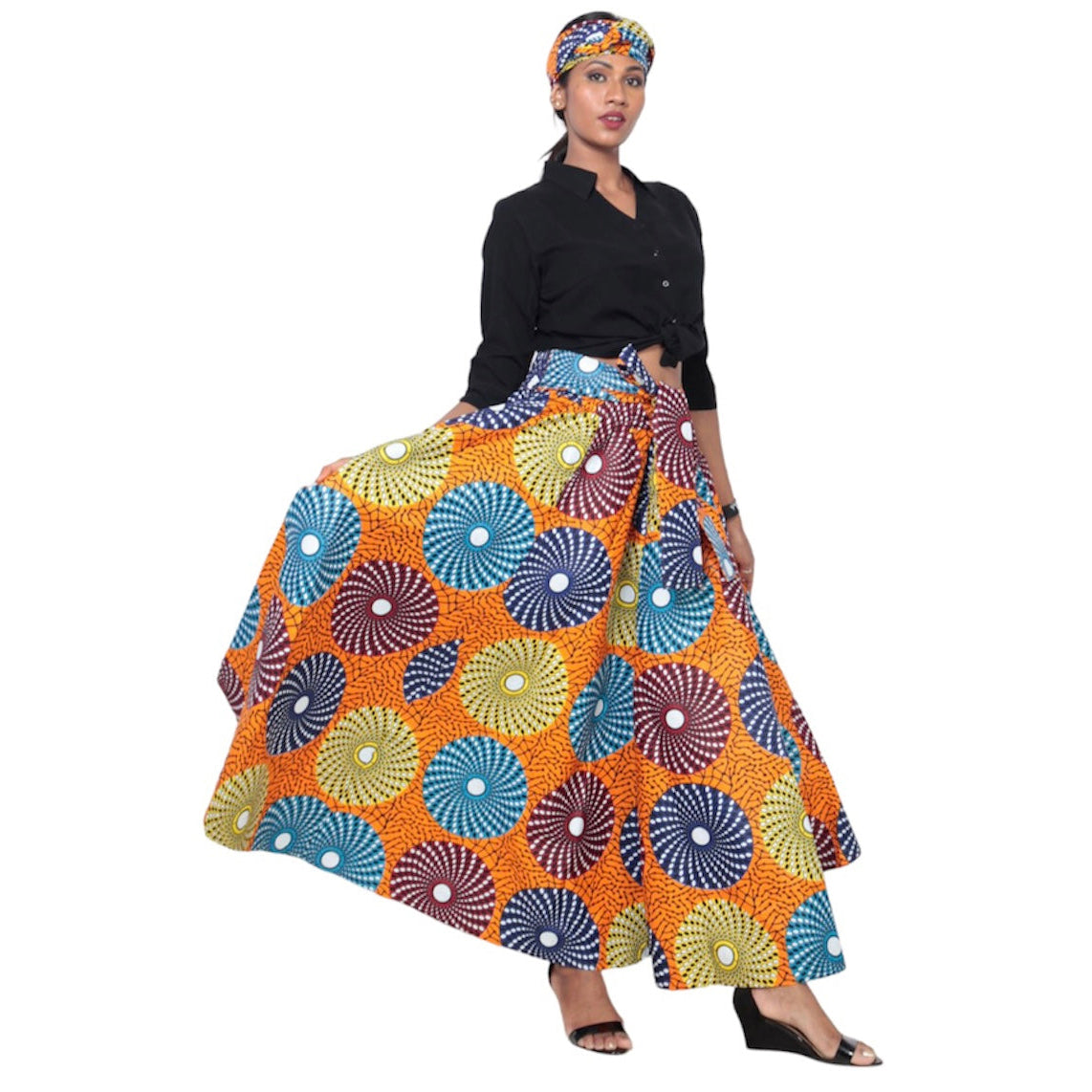 Women's African Printed Long Maxi Skirt -- FI-32