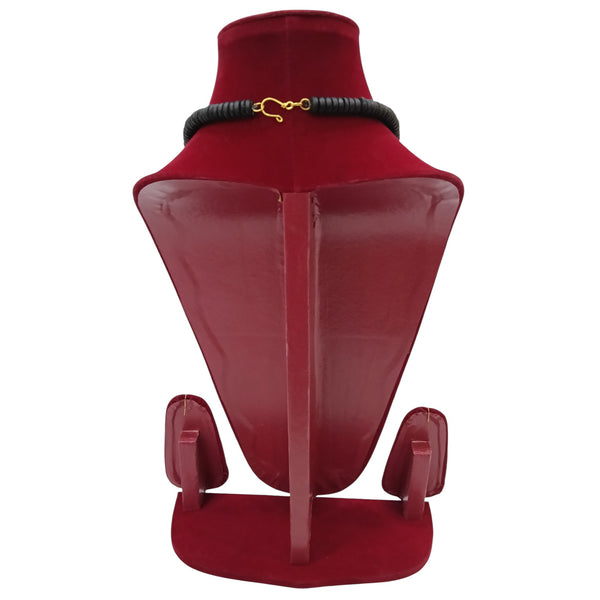 Solid Color Beaded Necklace Set with Long Pendant