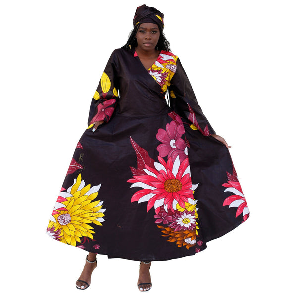 Women's Floral Print Wrap Dress -- FI-56 FS