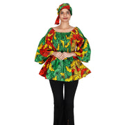 Women's Printed Off Shoulder Peplum Tunic with Smocking - FI-2039